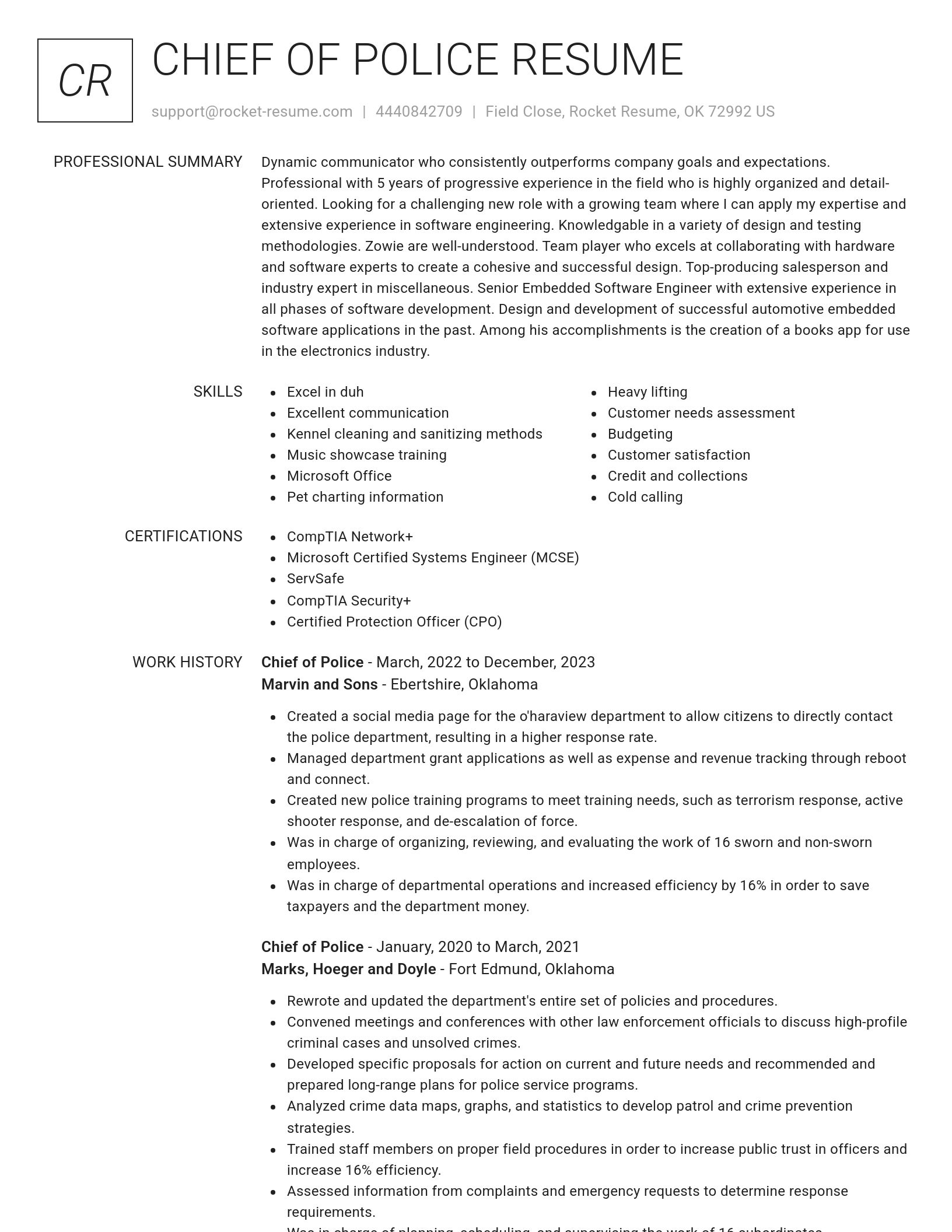 Renowned resume template