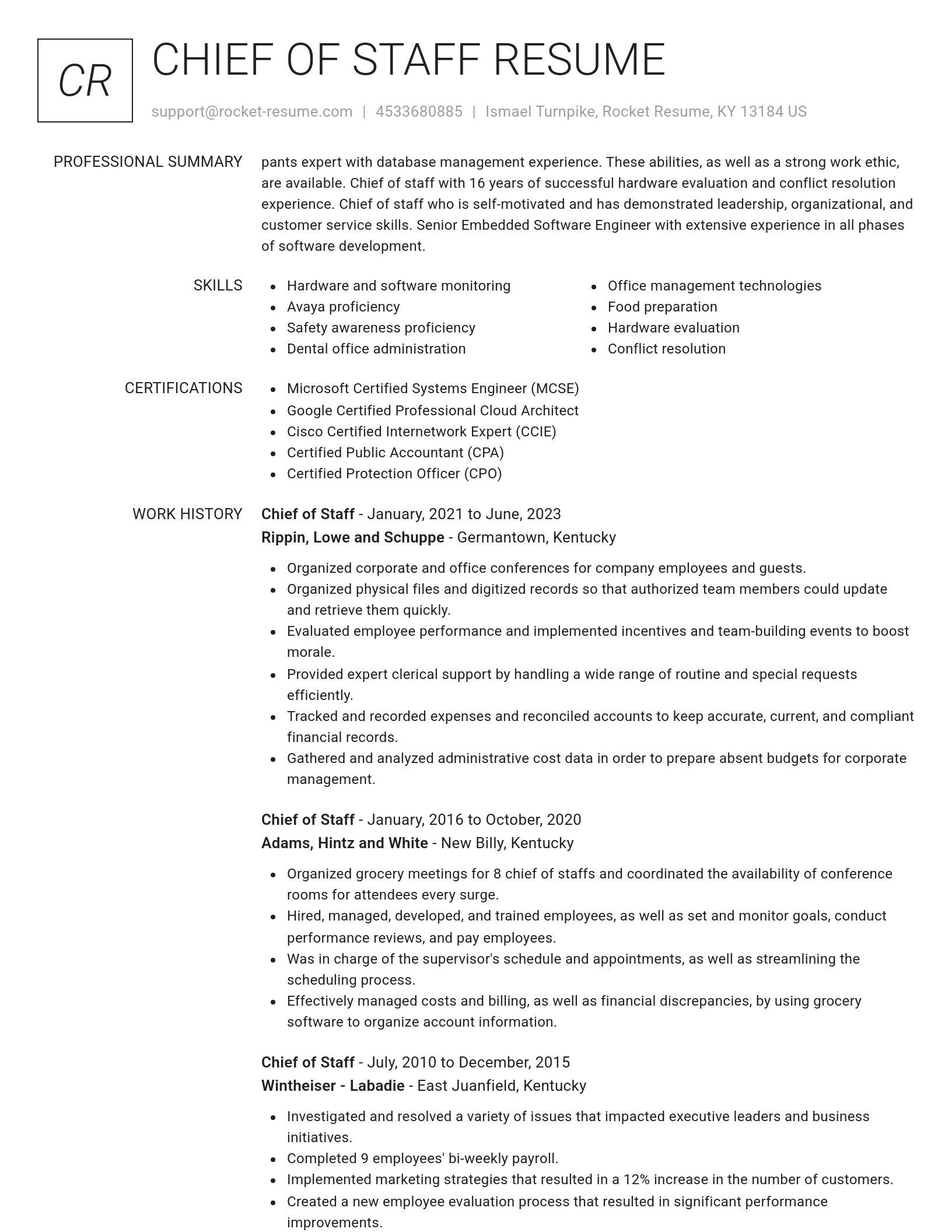 Renowned resume template