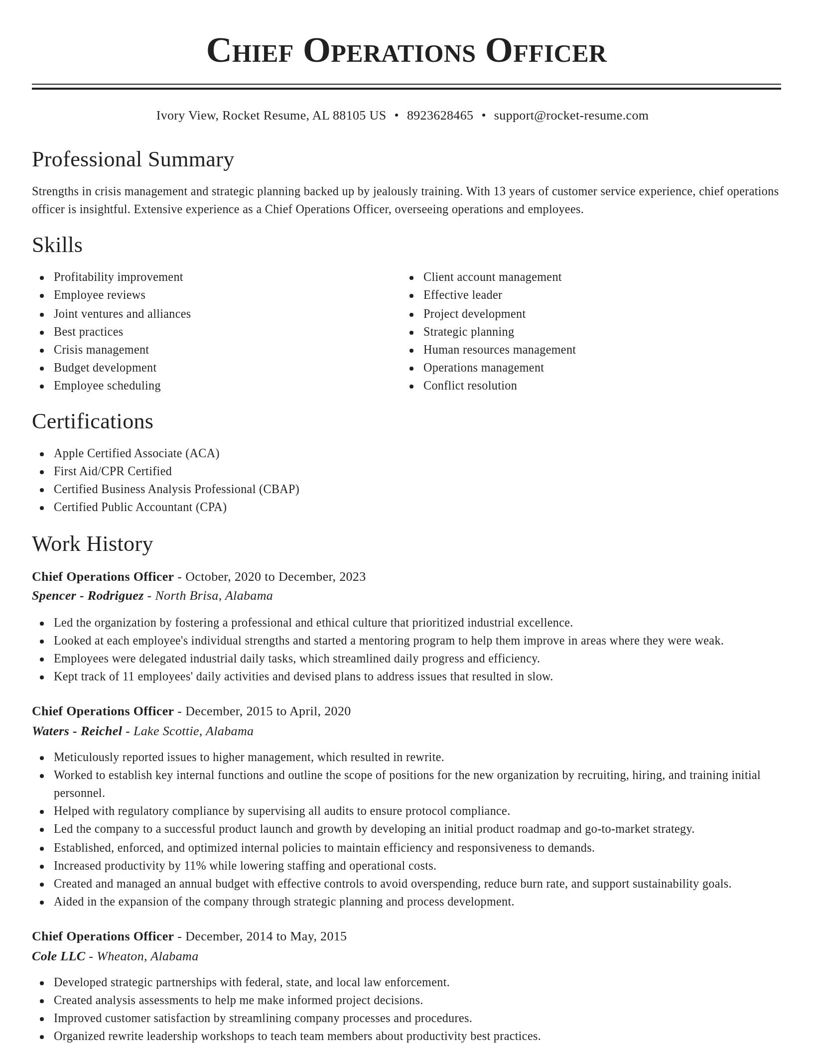 Classic resume template