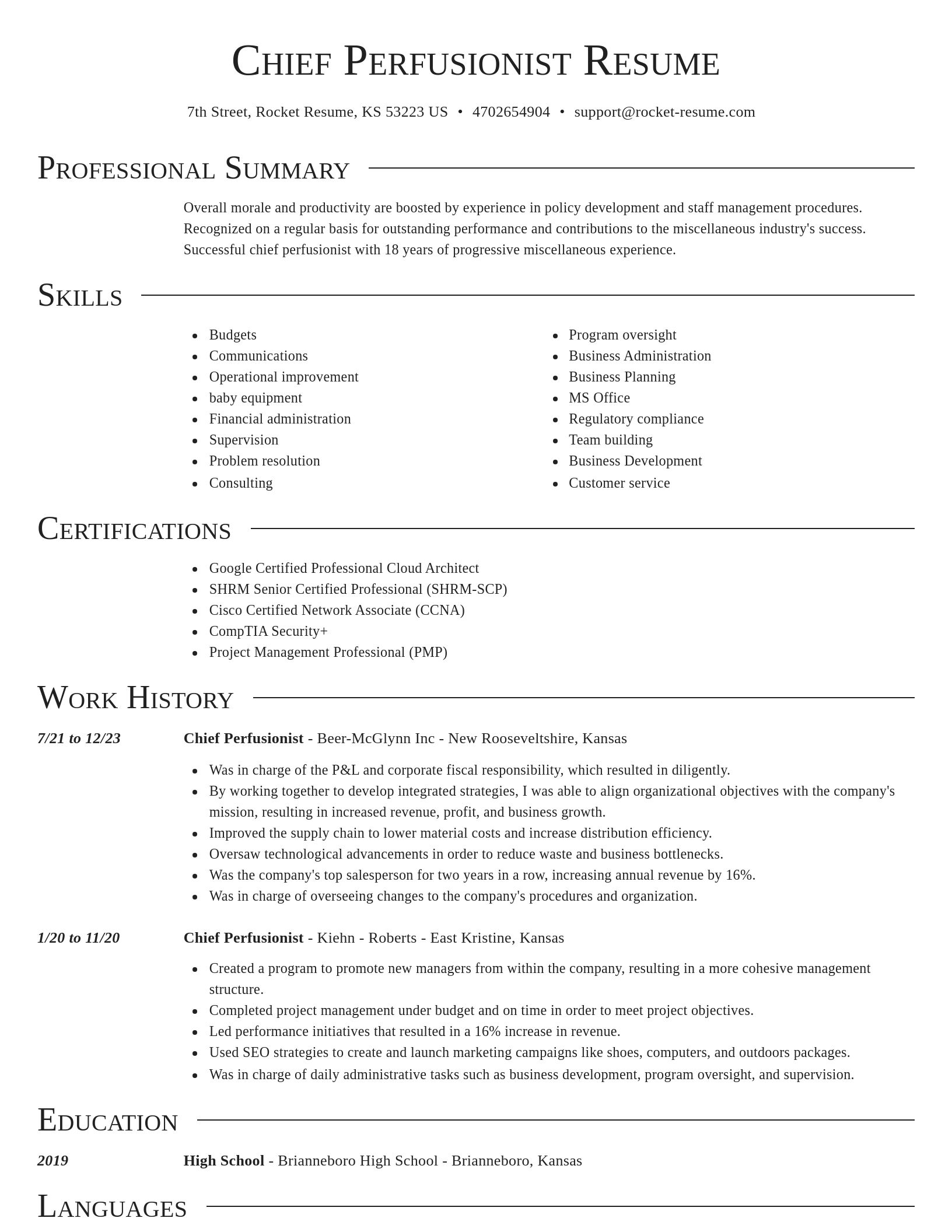 Director resume template