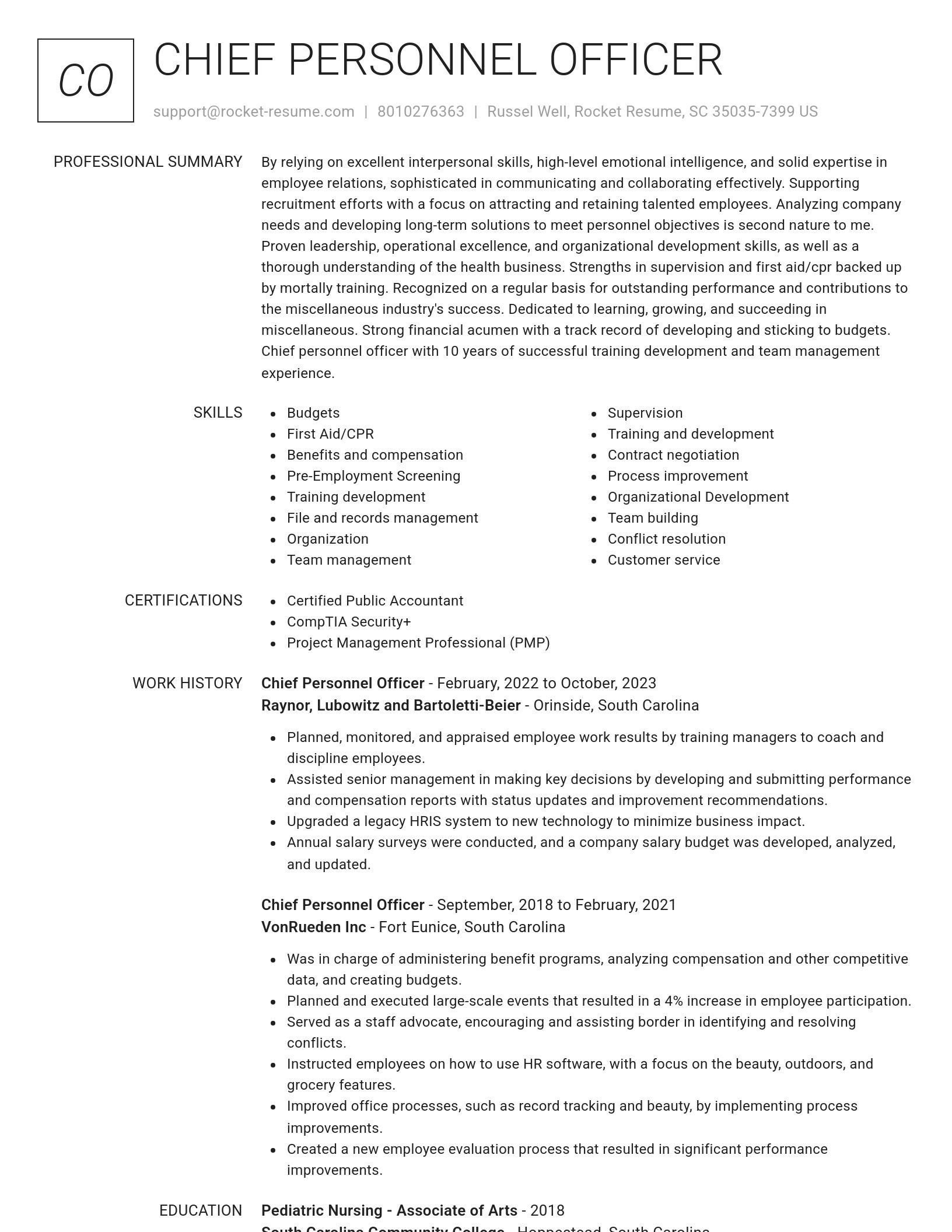 Renowned resume template