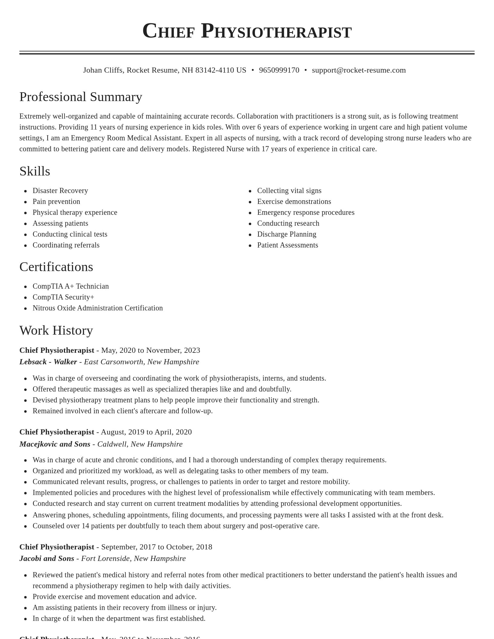 Classic resume template