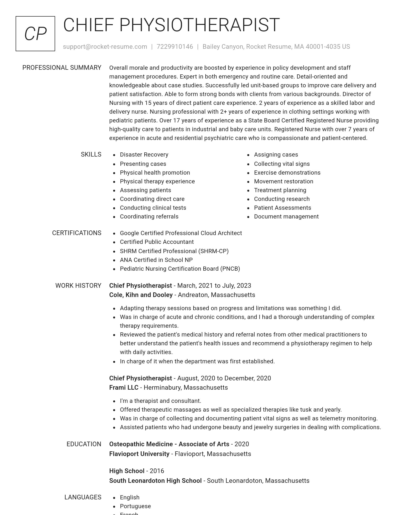 Renowned resume template