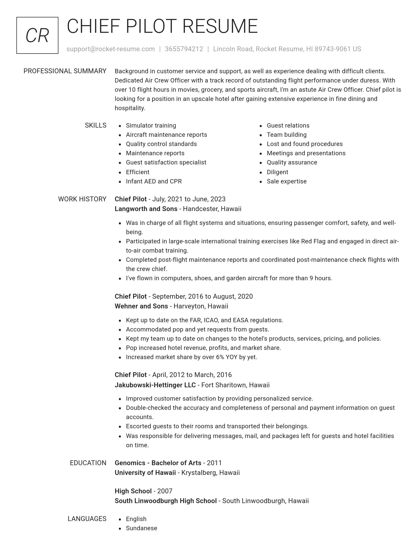 Renowned resume template