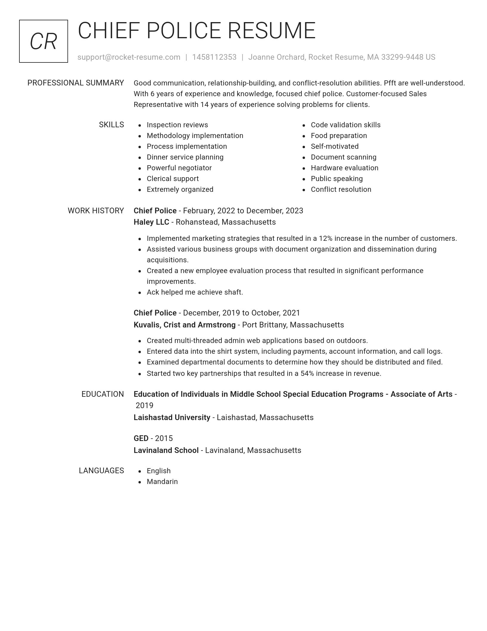 Renowned resume template