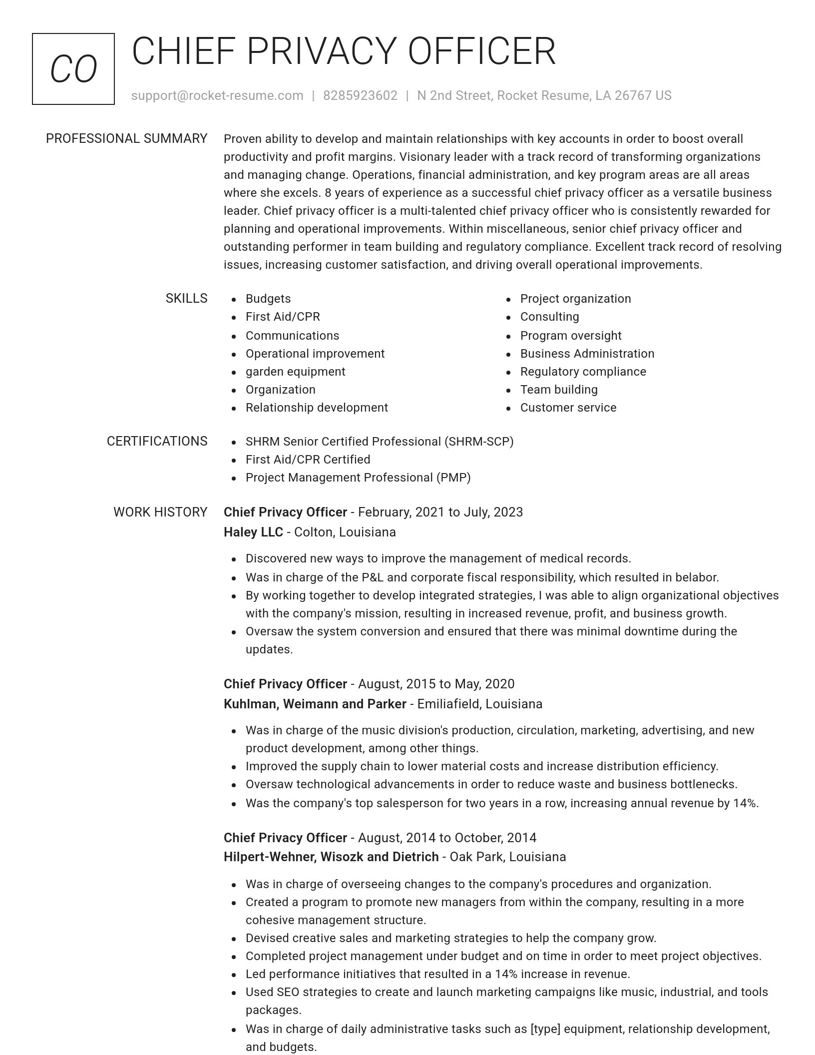 Renowned resume template