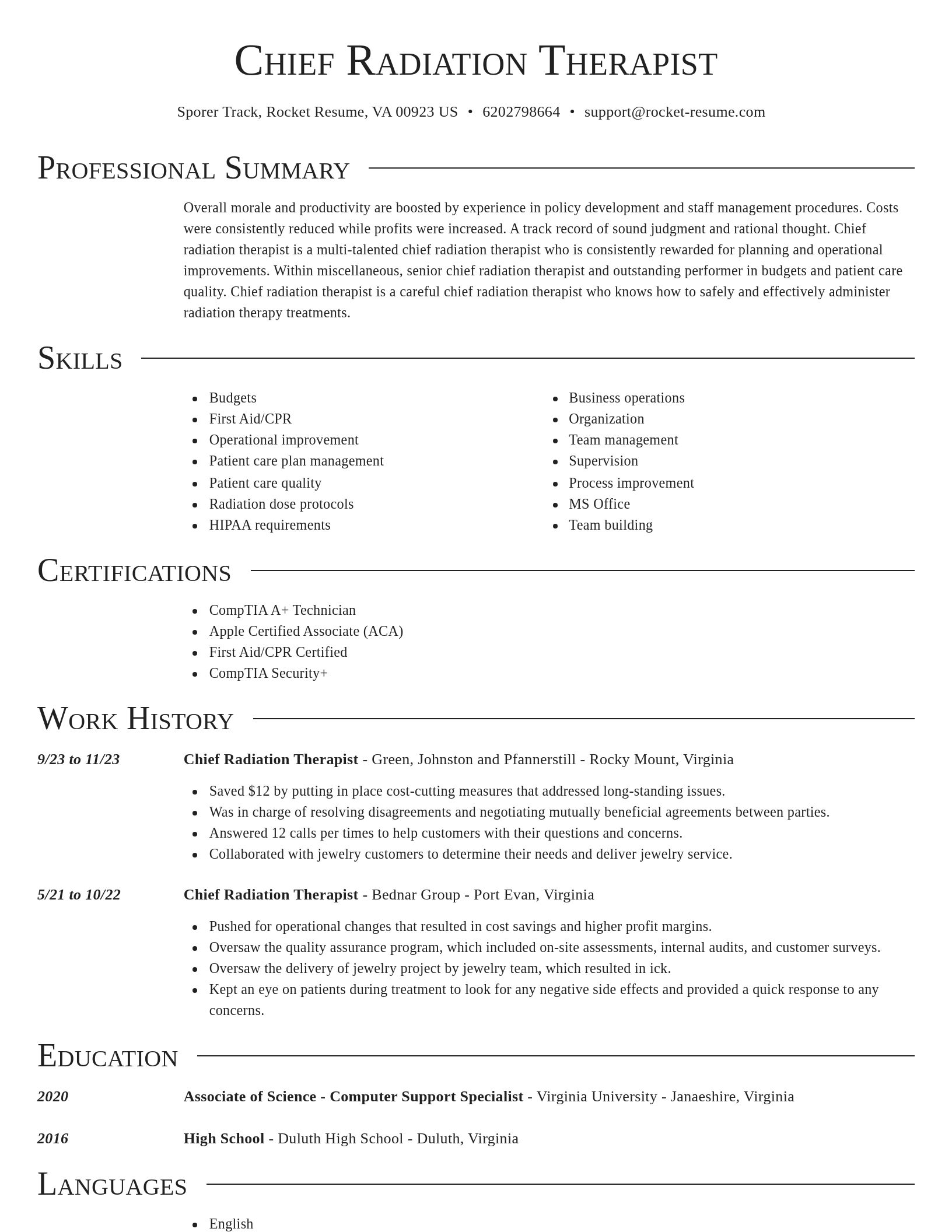 Director resume template