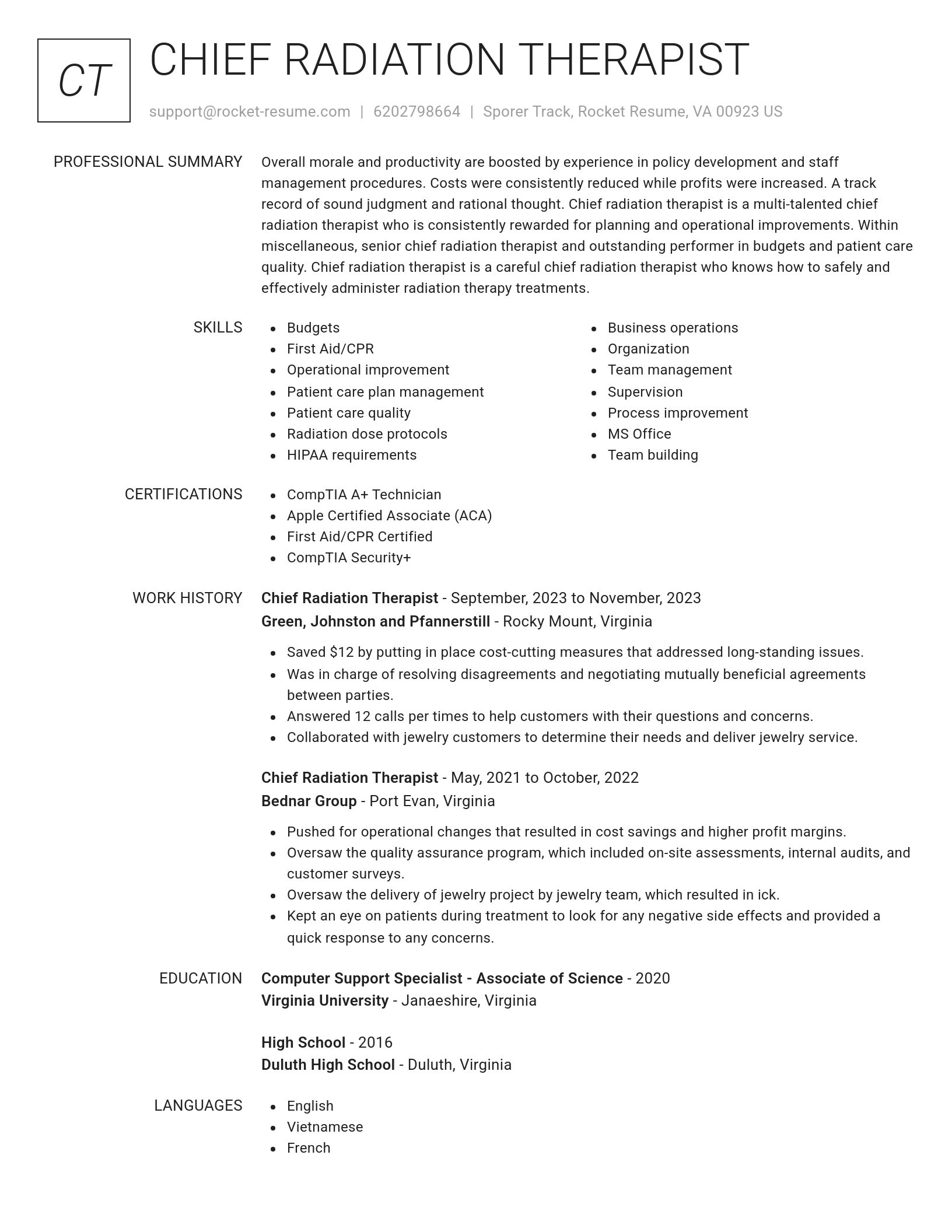 Renowned resume template