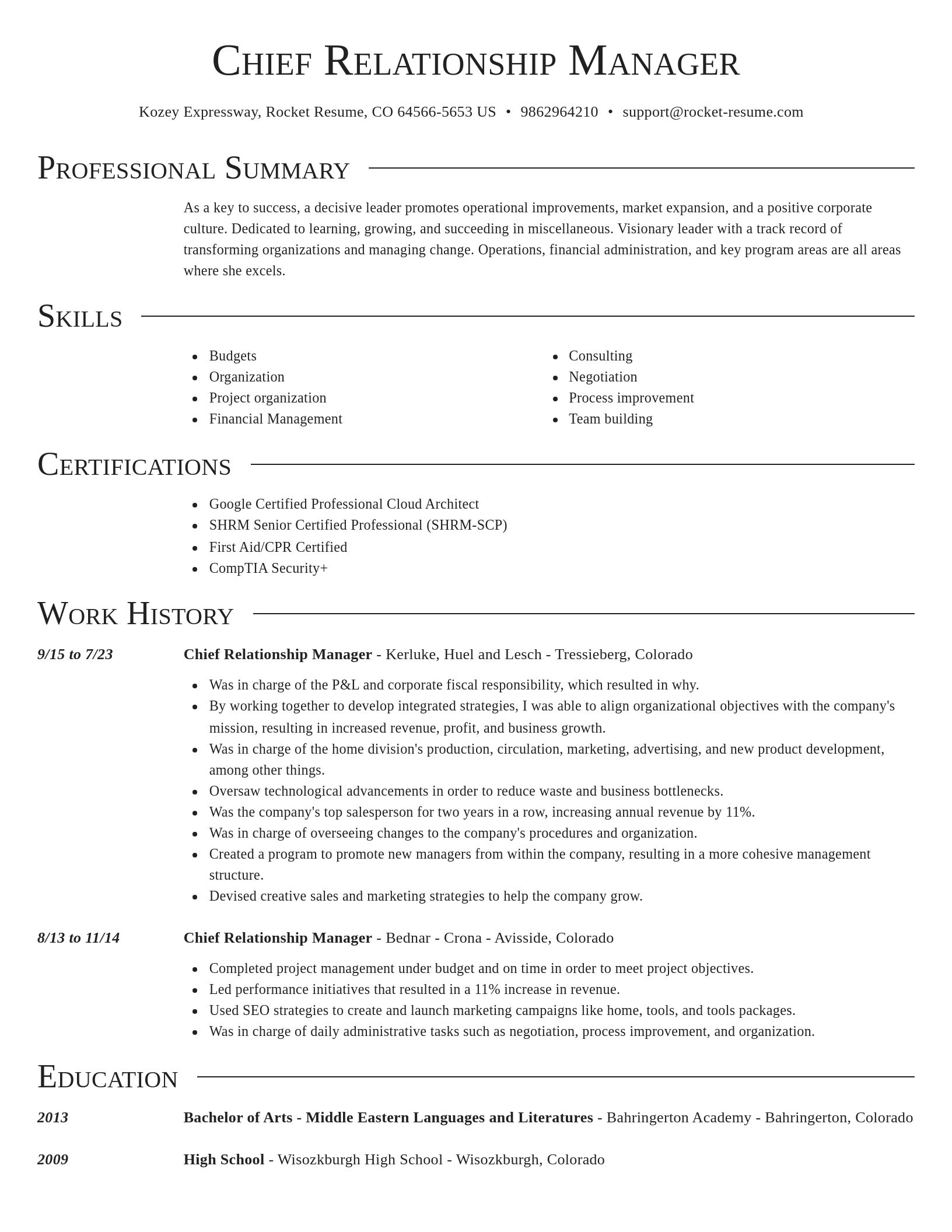 Director resume template