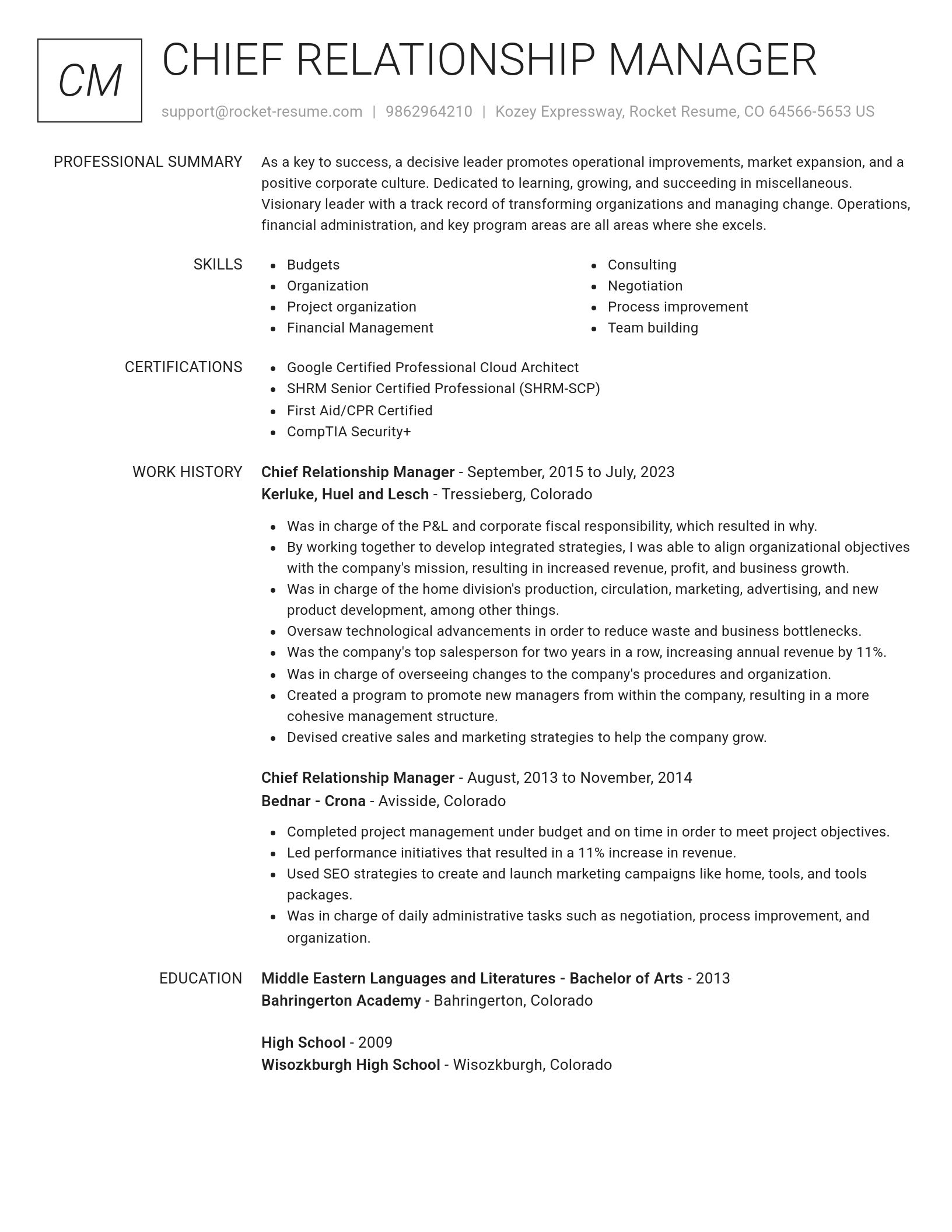 Renowned resume template