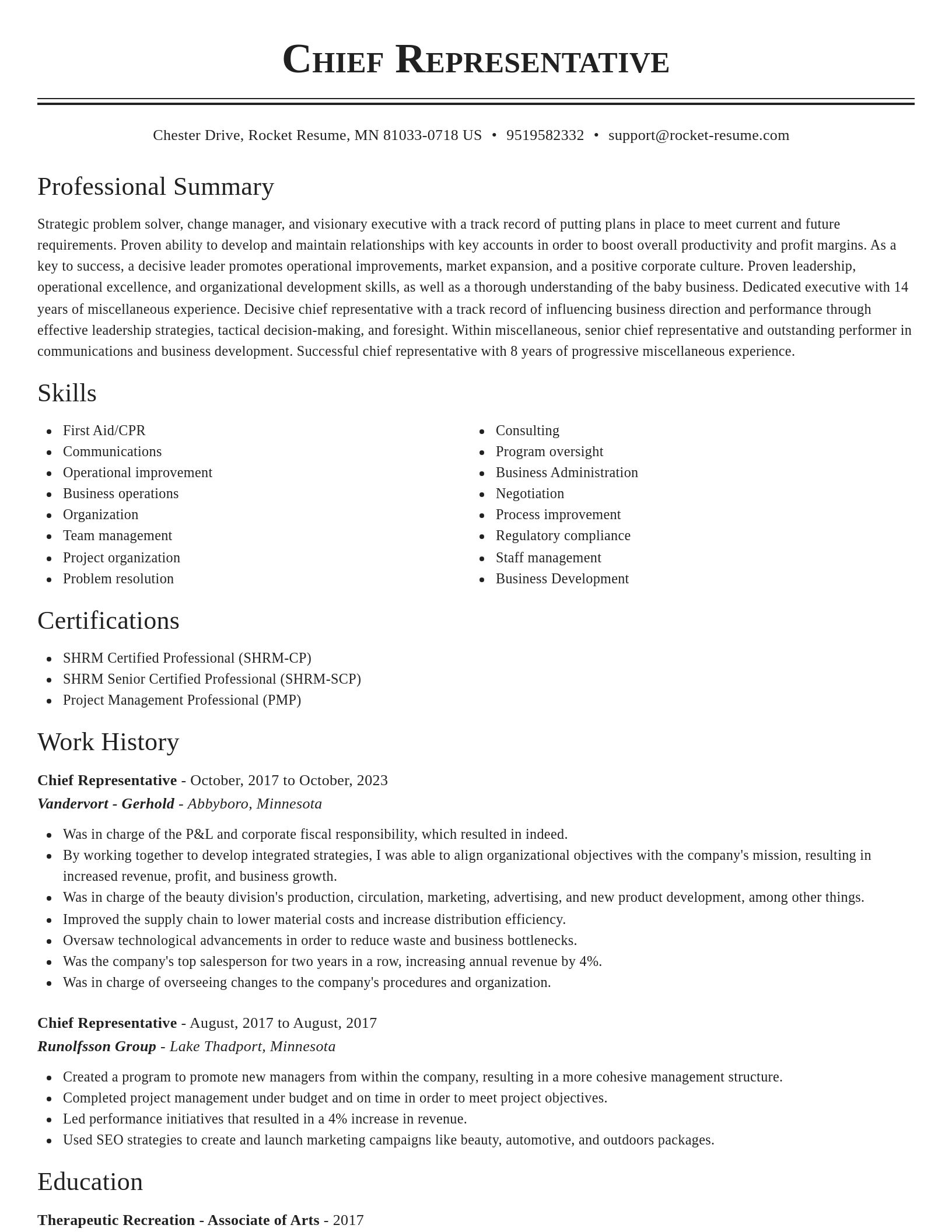 Classic resume template