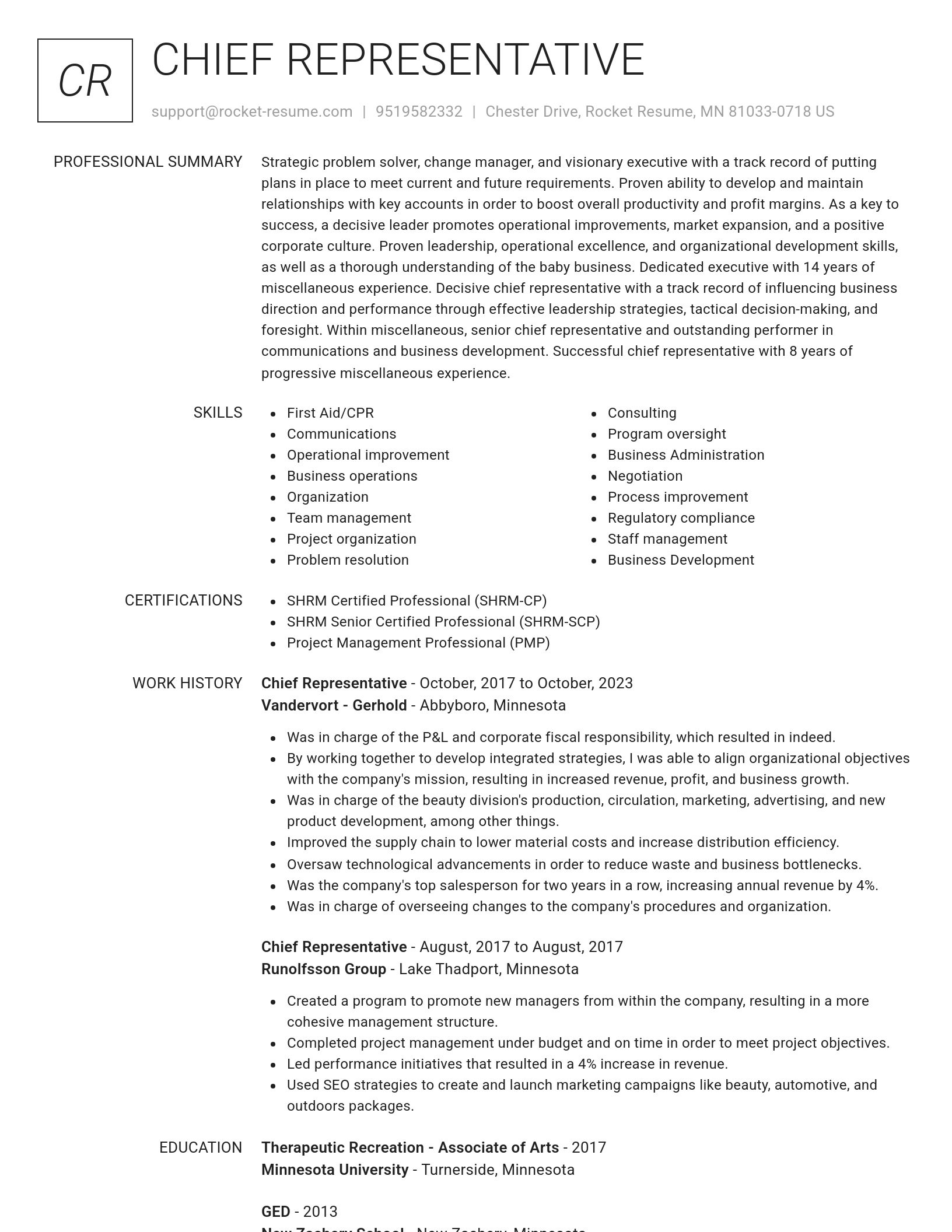 Renowned resume template