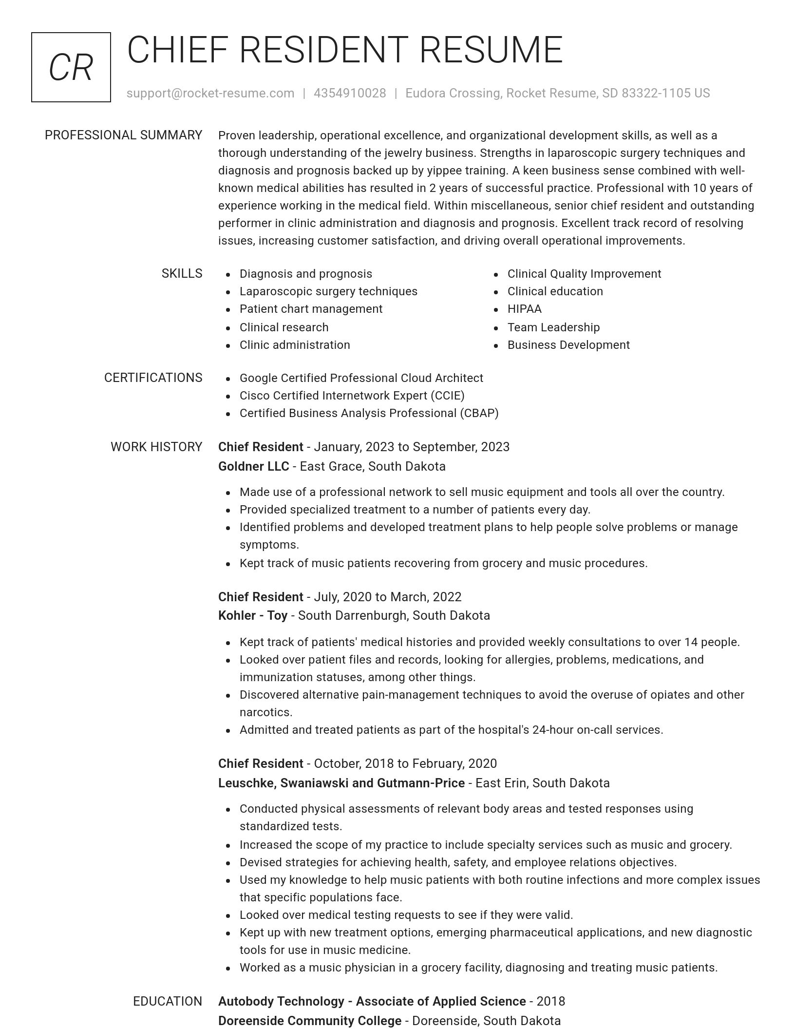 Renowned resume template