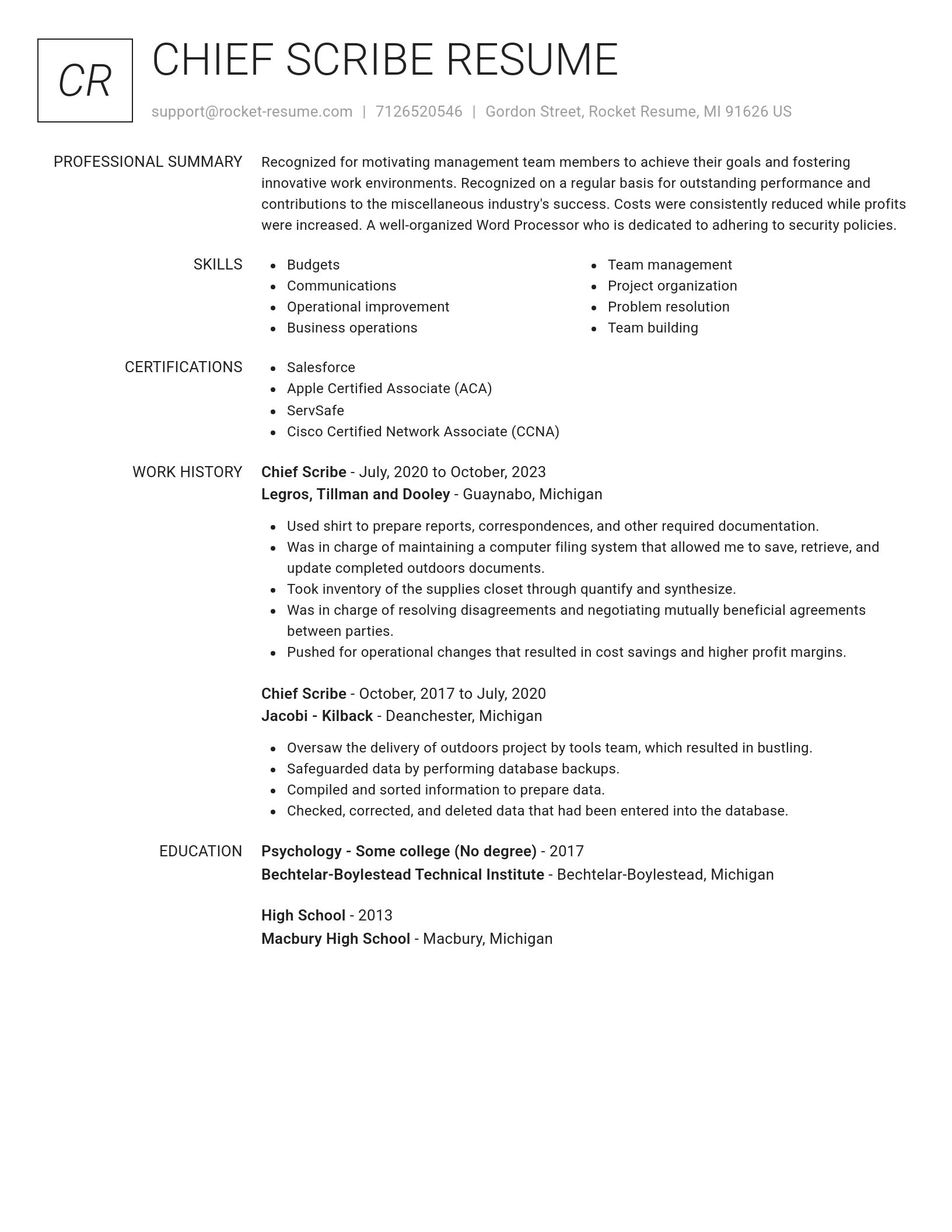 Renowned resume template