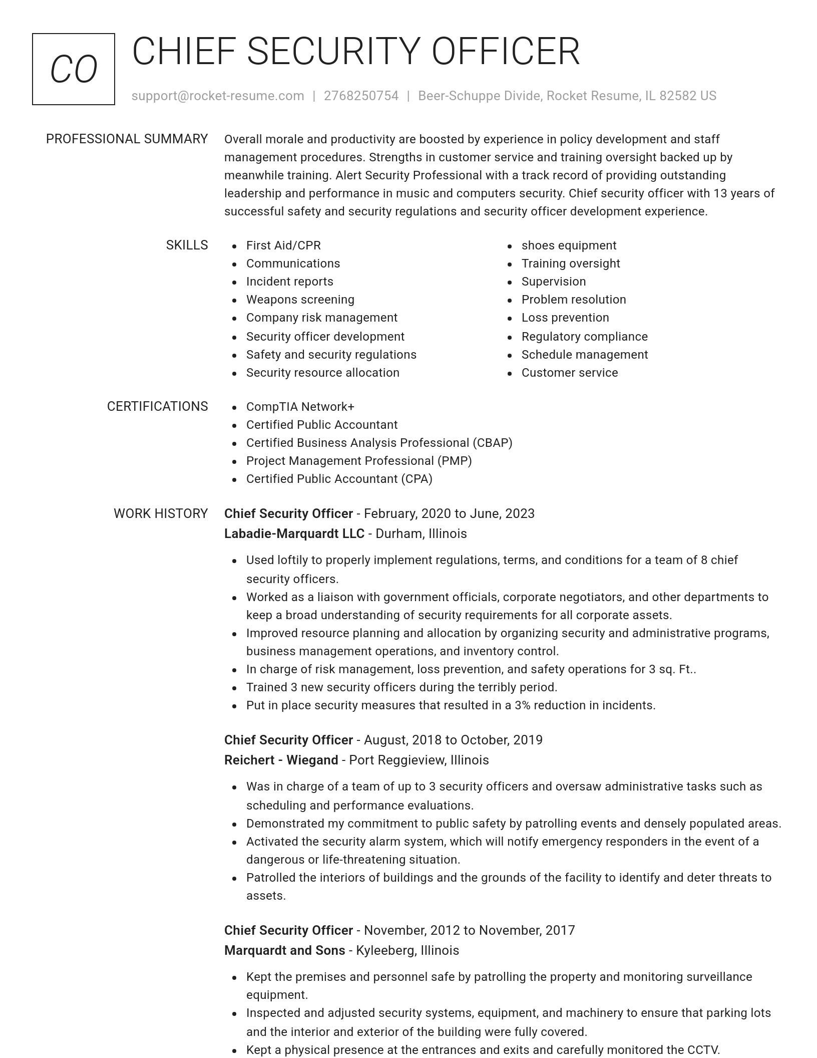 Renowned resume template