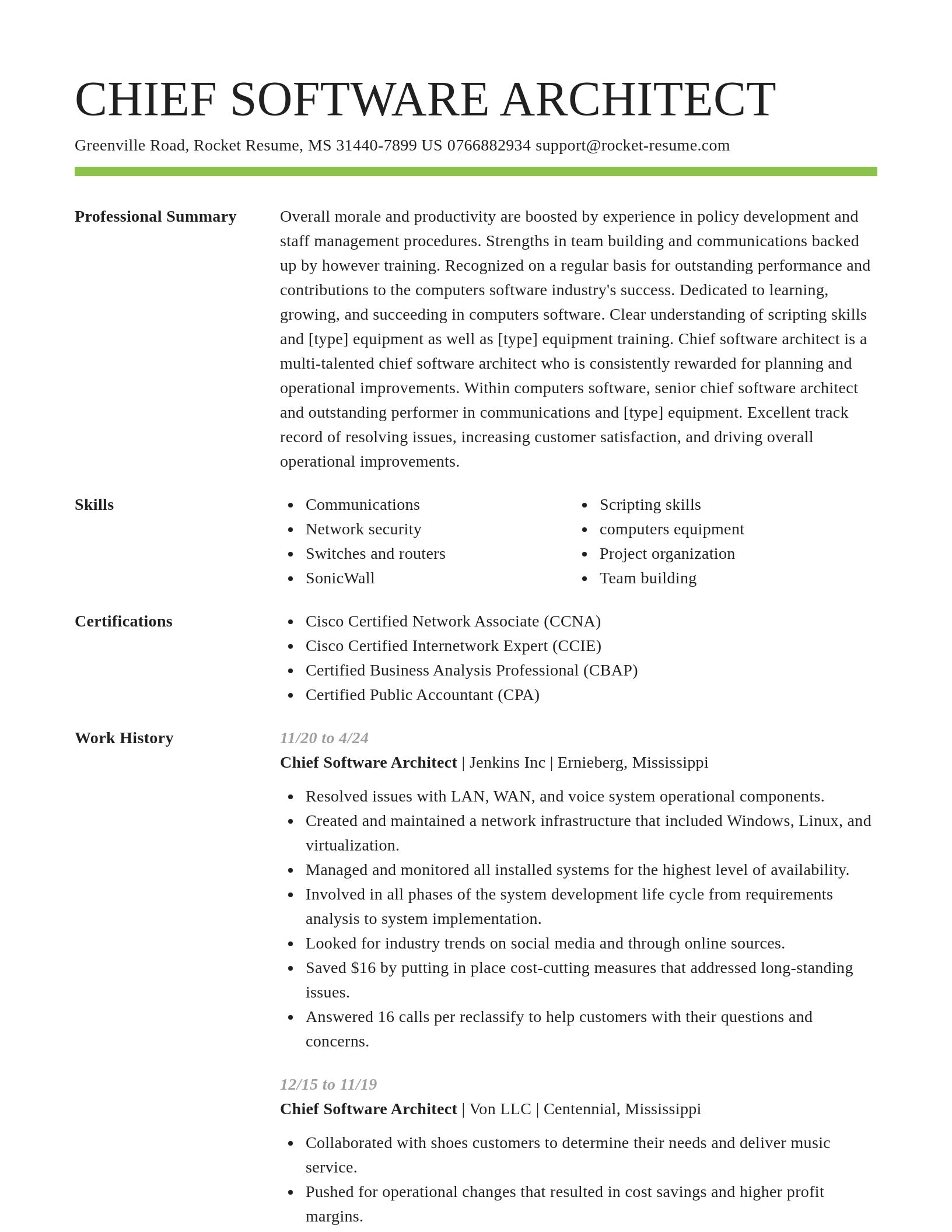 Smart resume template
