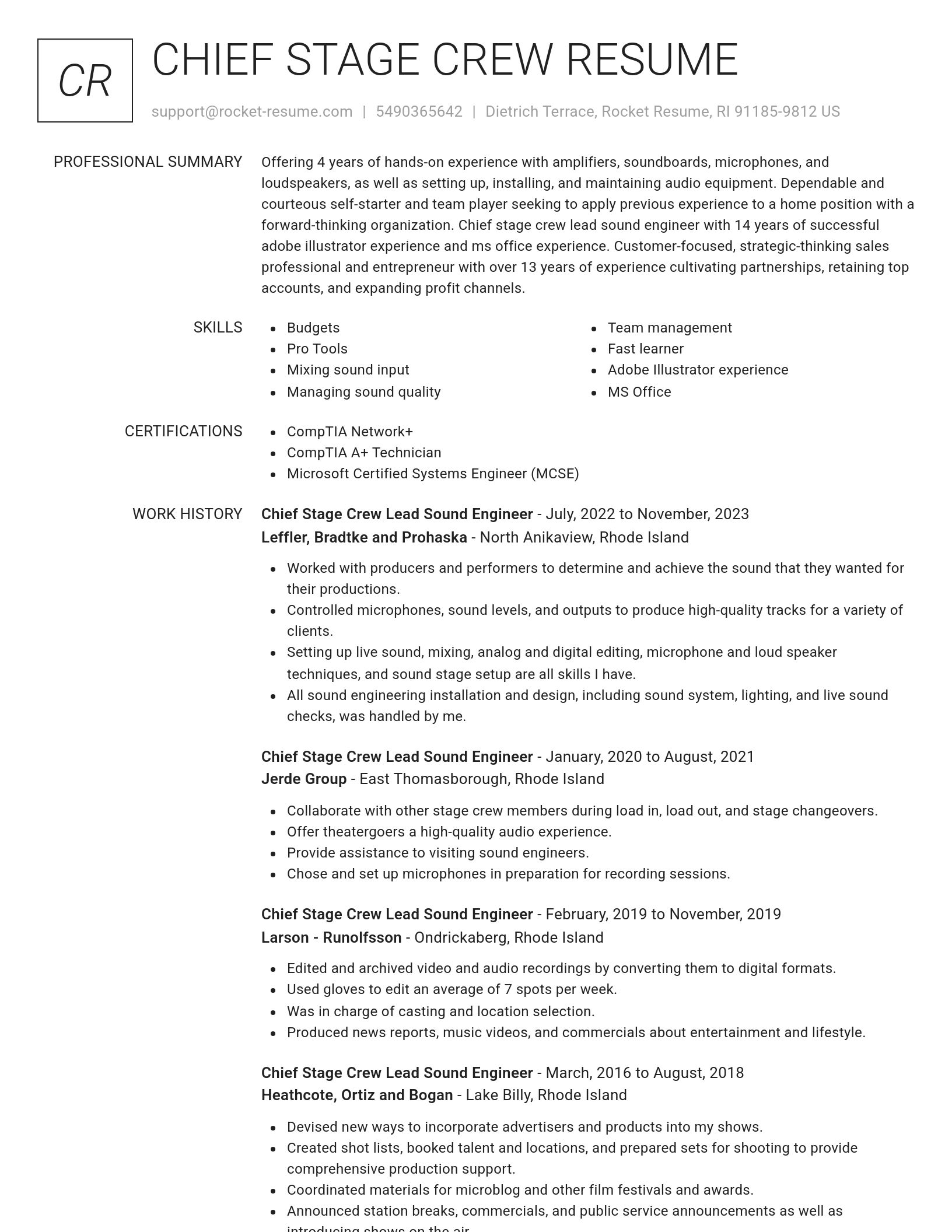 Renowned resume template