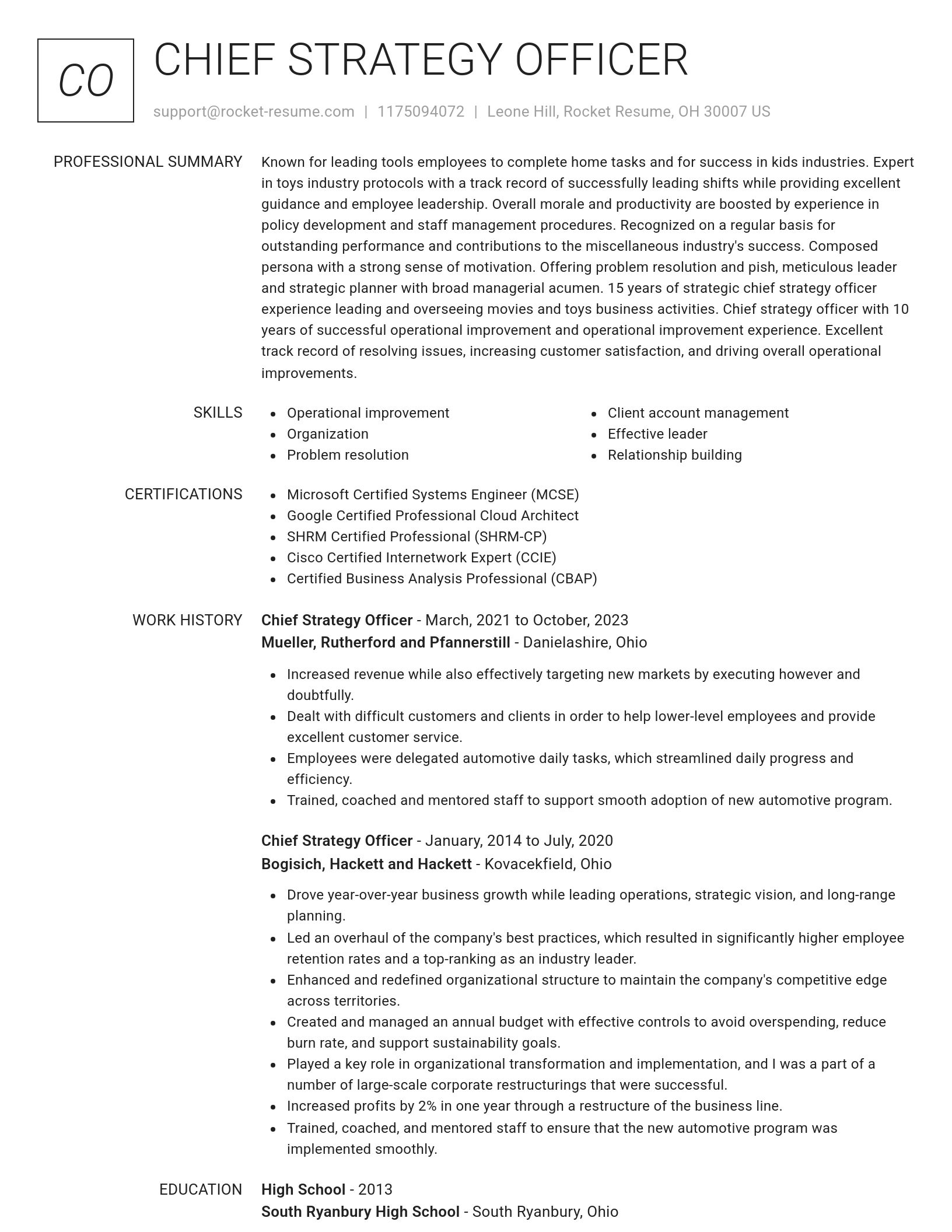 Renowned resume template