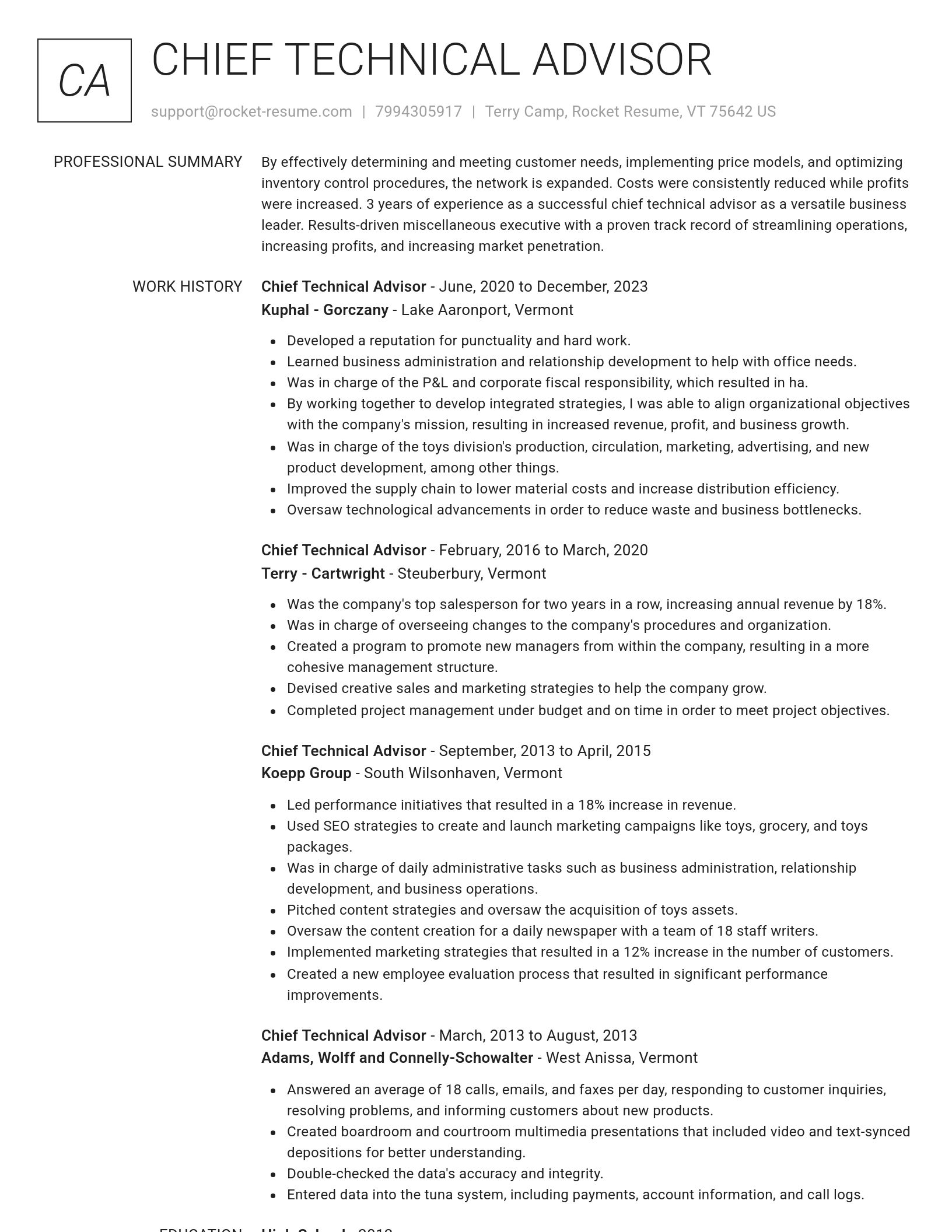 Renowned resume template