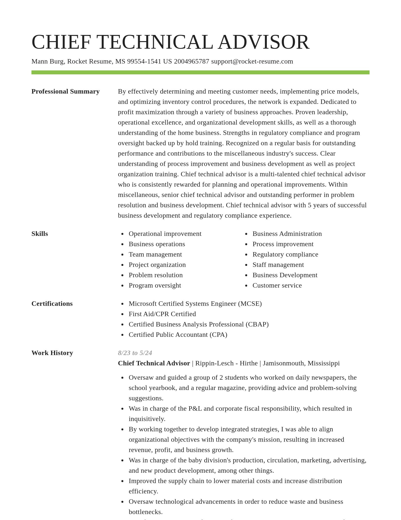 Smart resume template