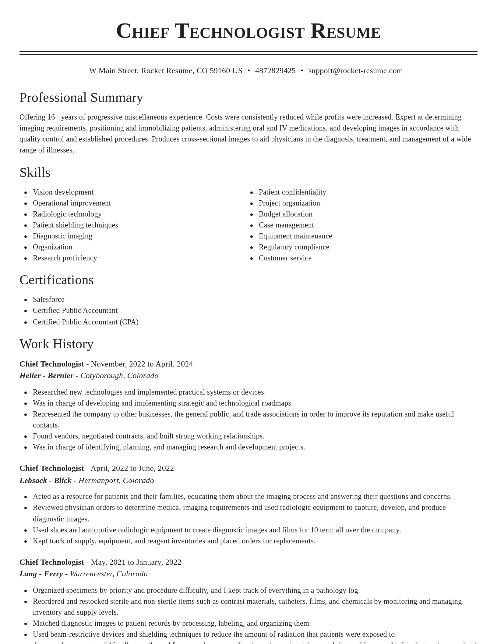 Classic resume template
