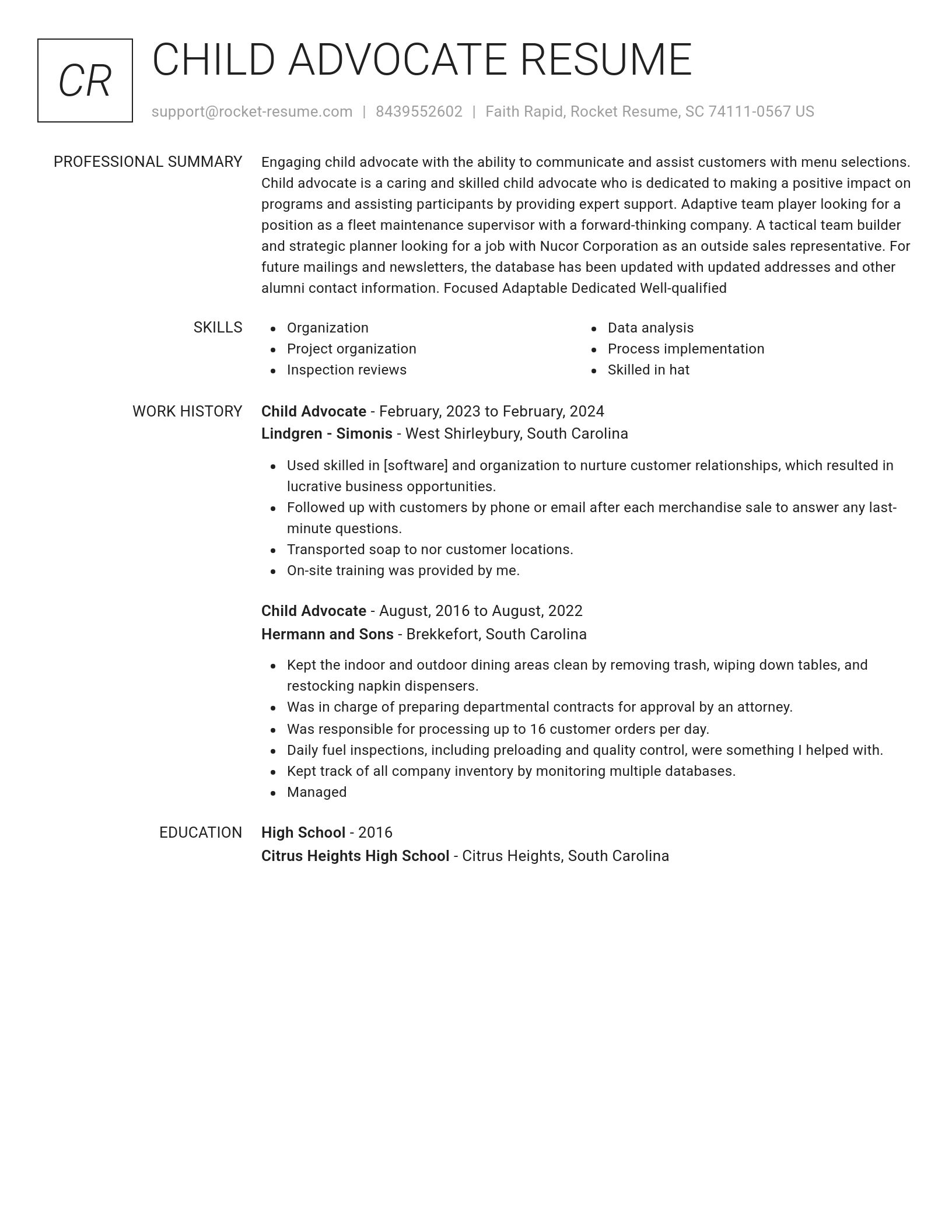 Renowned resume template