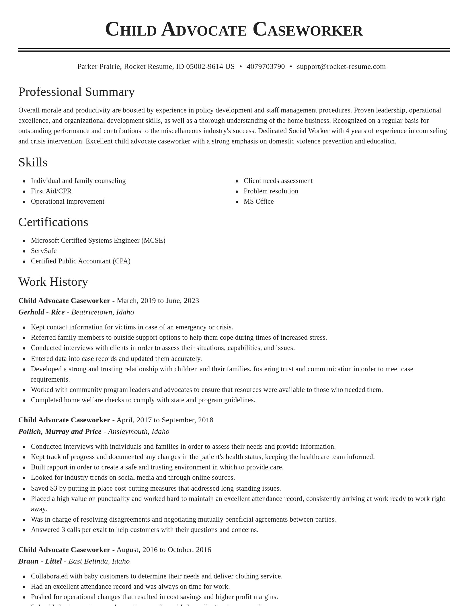 Classic resume template
