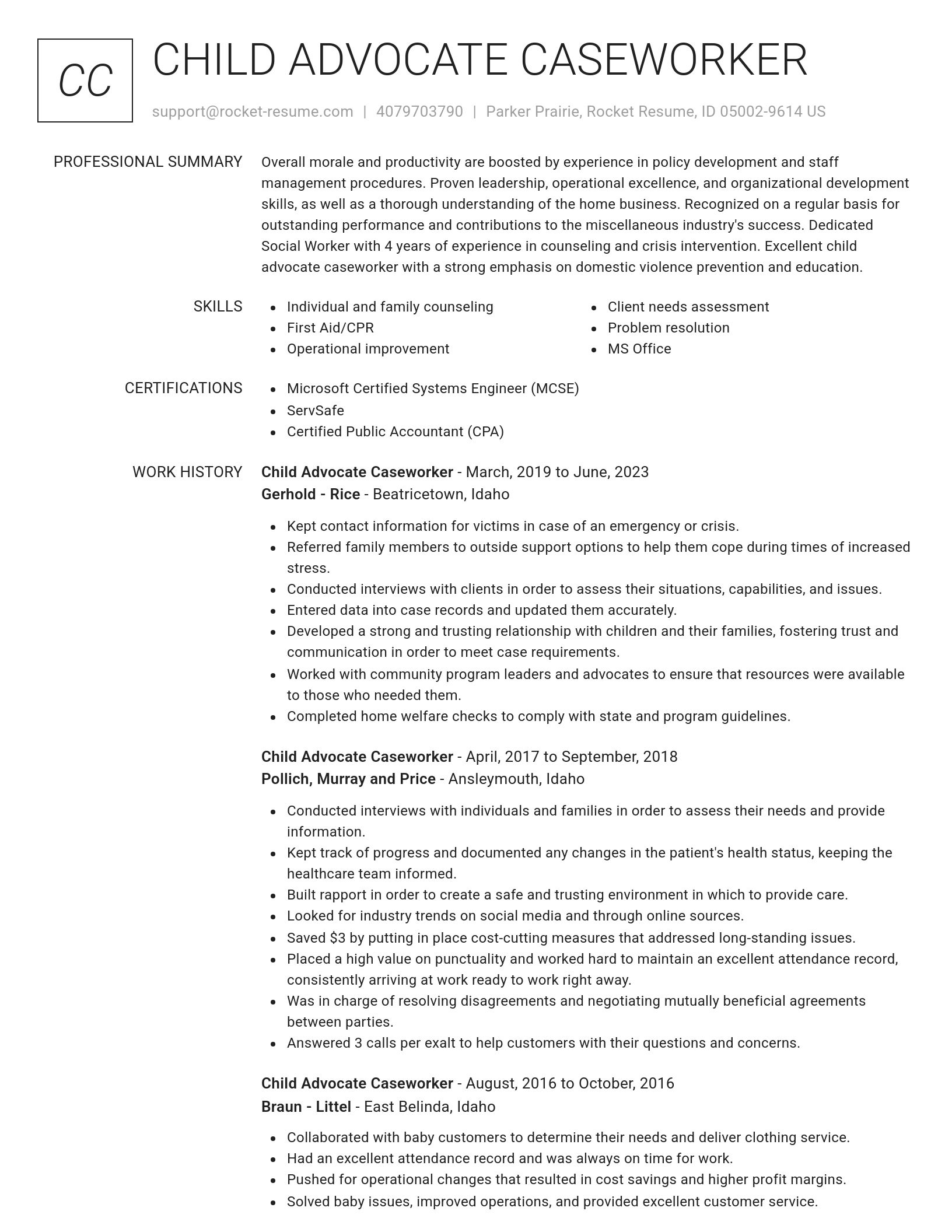 Renowned resume template