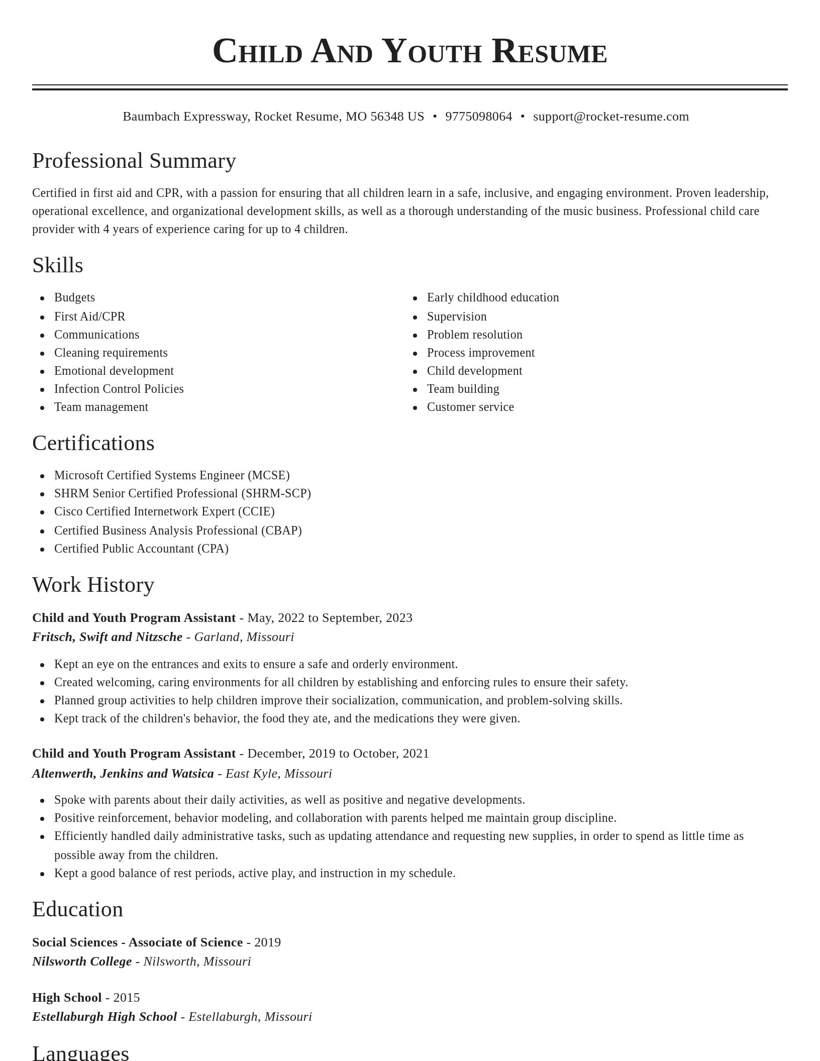 Classic resume template