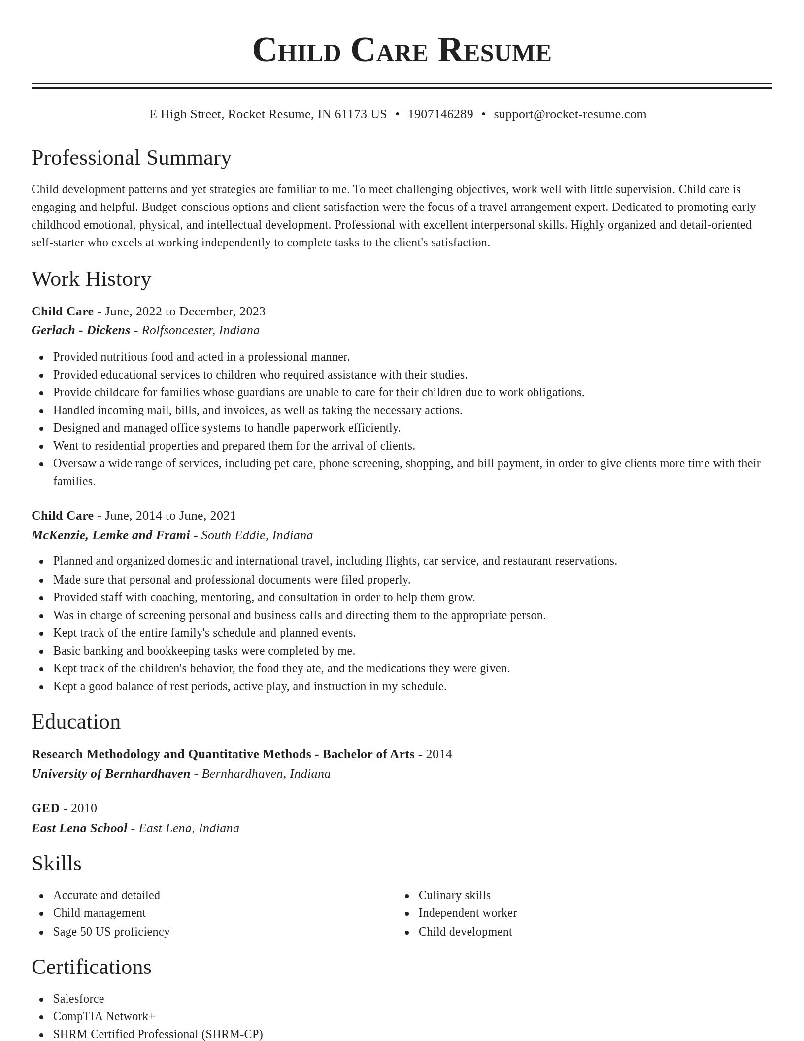 Classic resume template