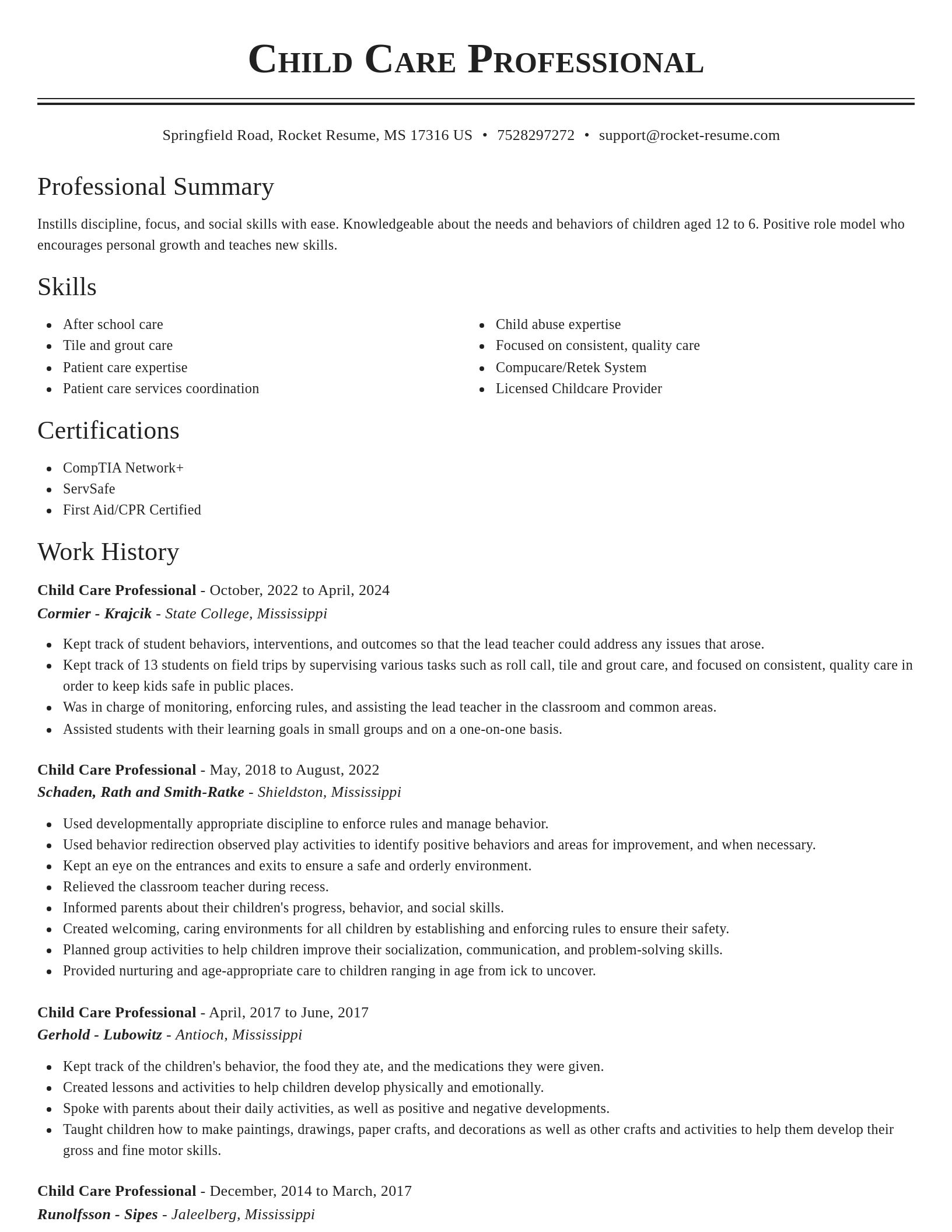 Classic resume template