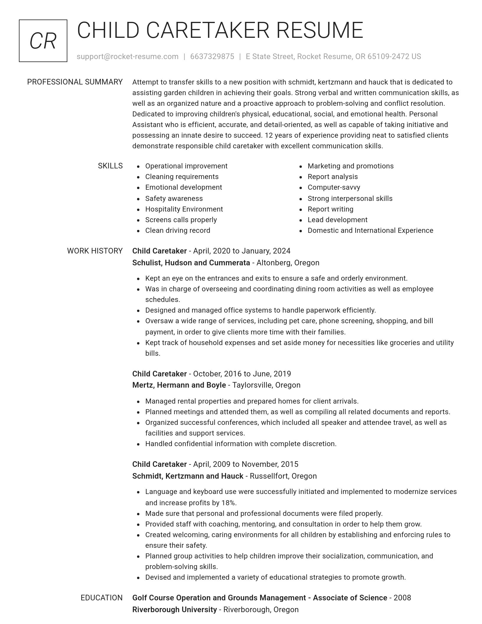 Renowned resume template