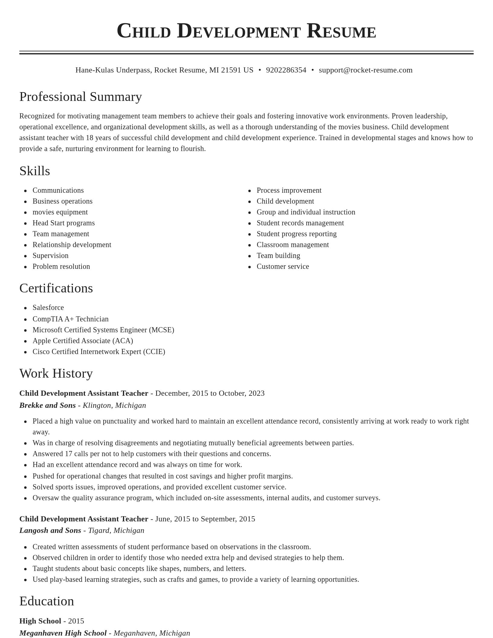 Classic resume template