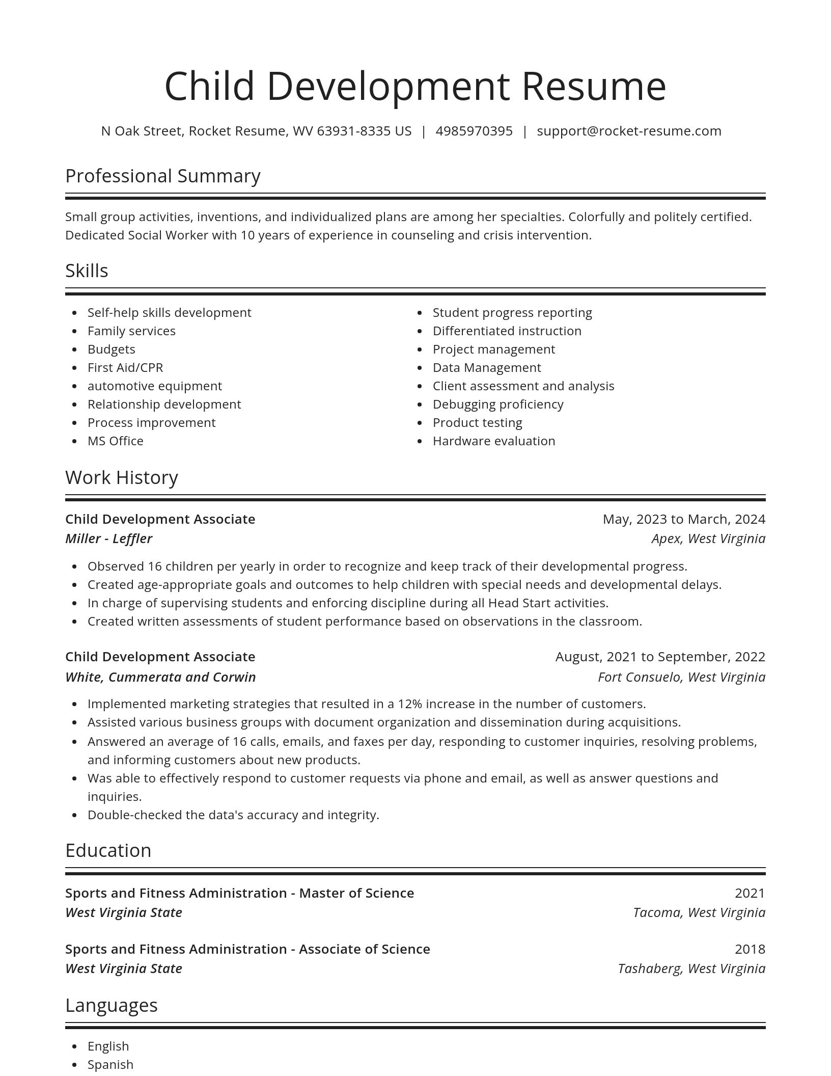 Spotlight resume template