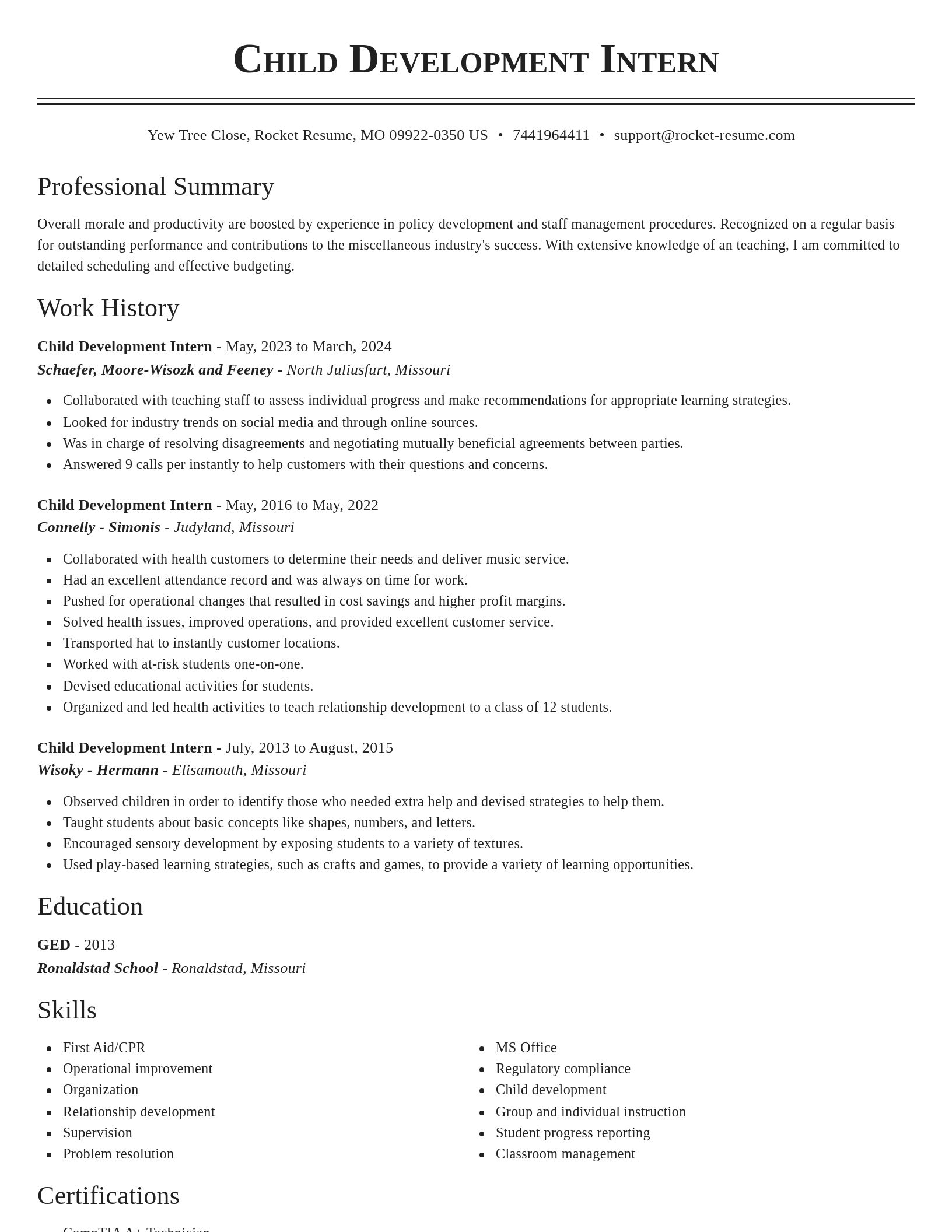 Classic resume template