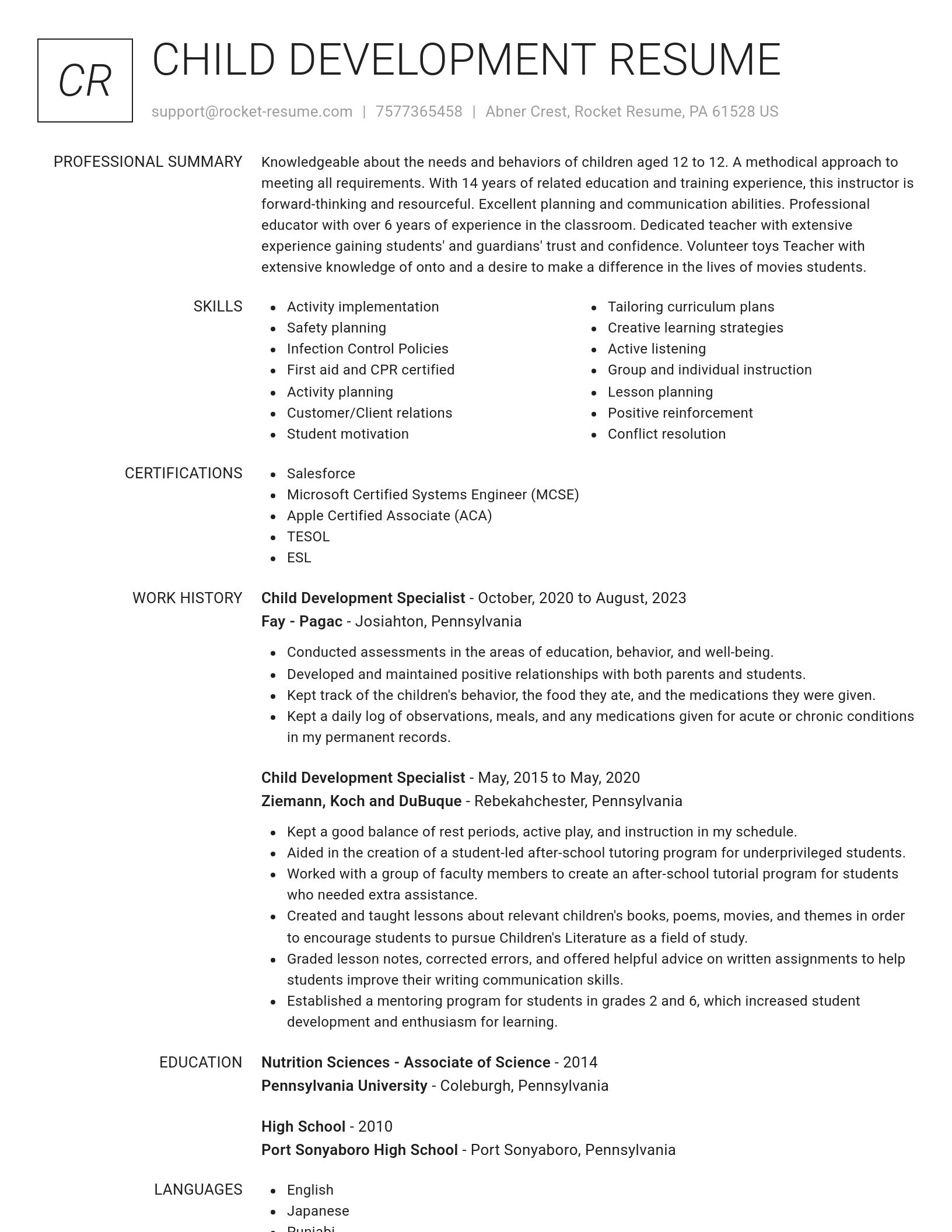 Renowned resume template