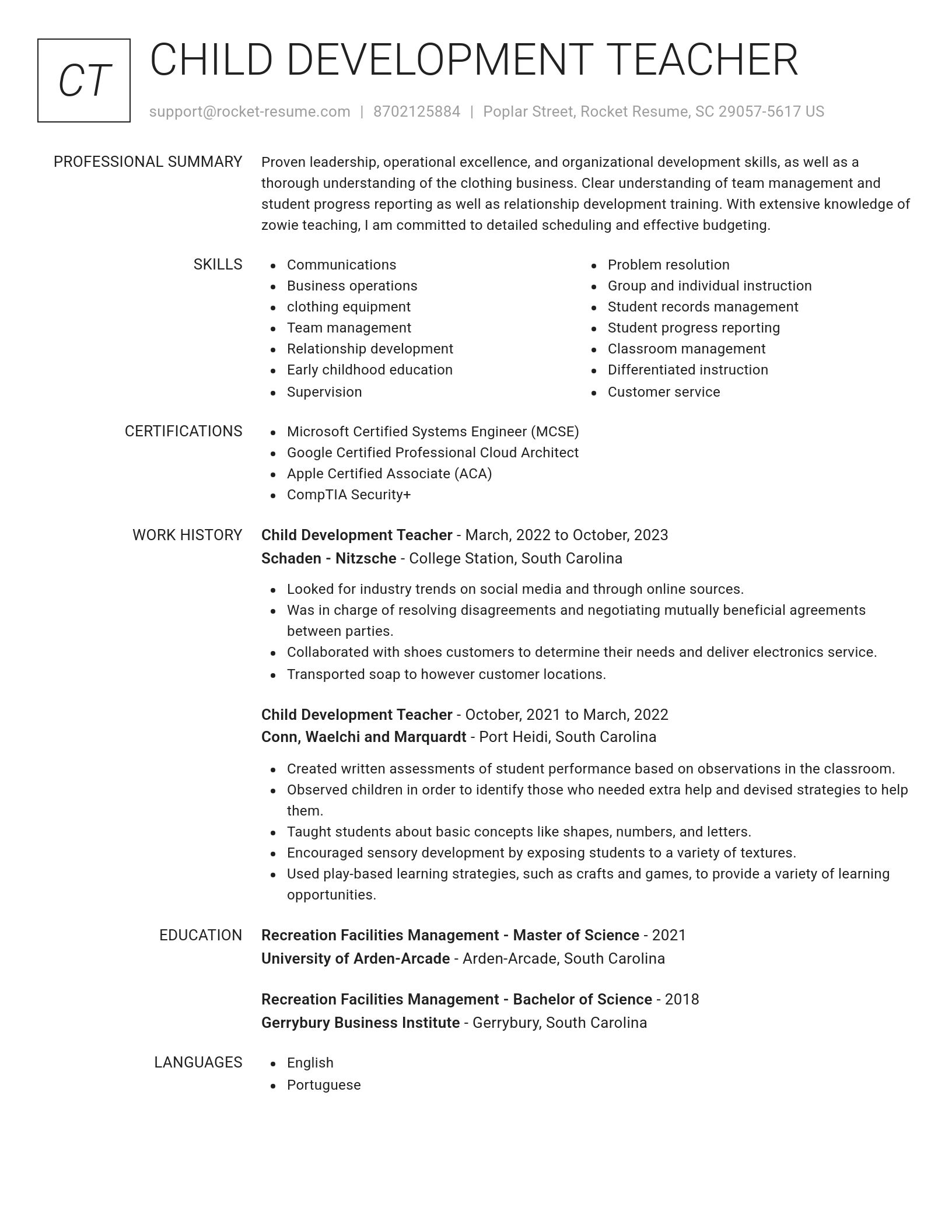 Renowned resume template