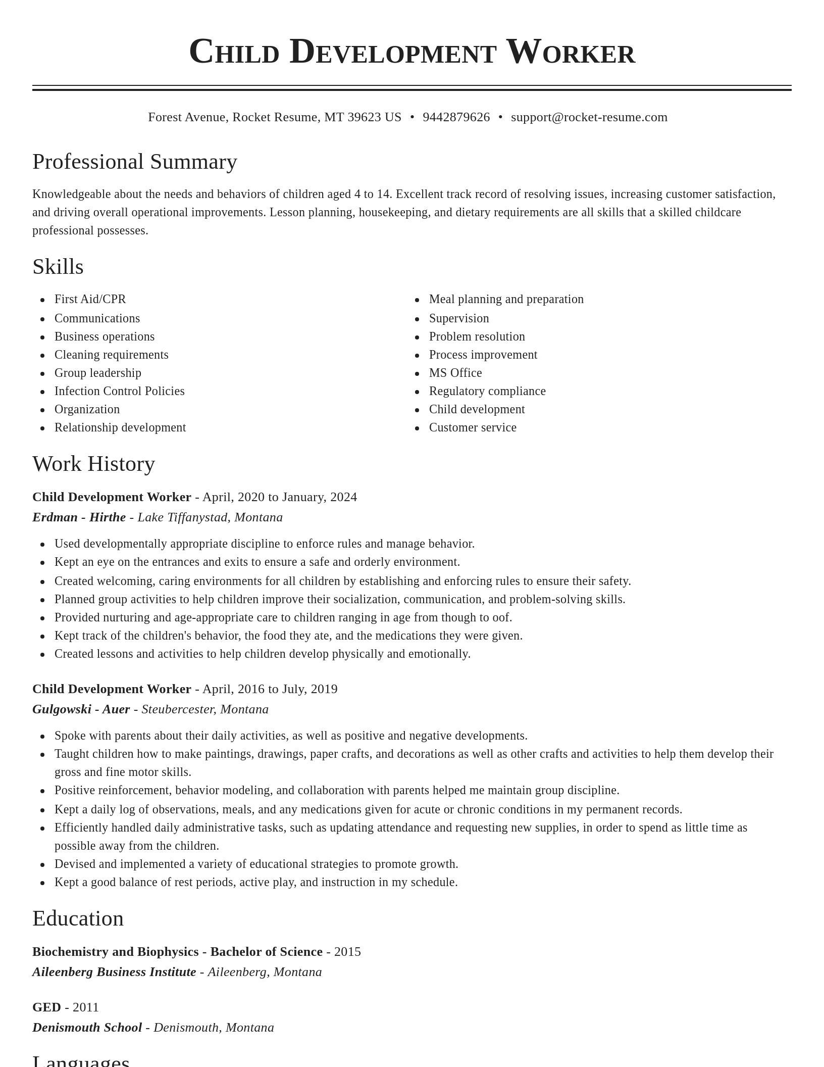 Classic resume template