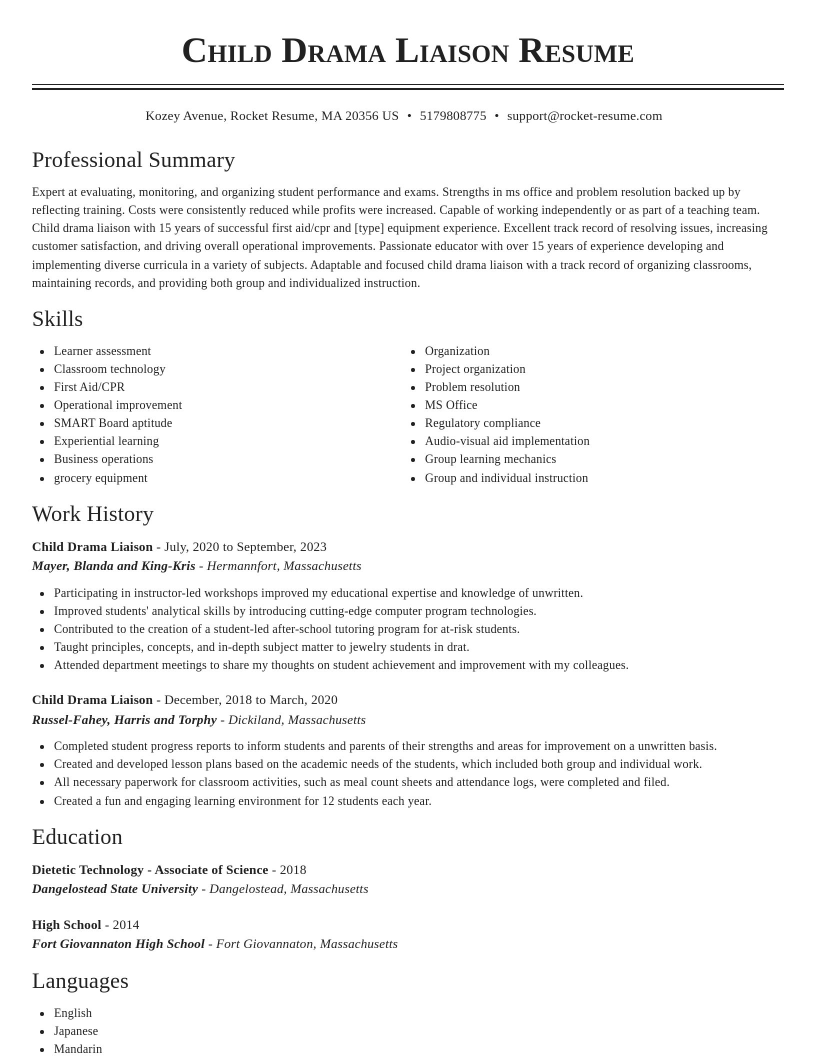 Classic resume template