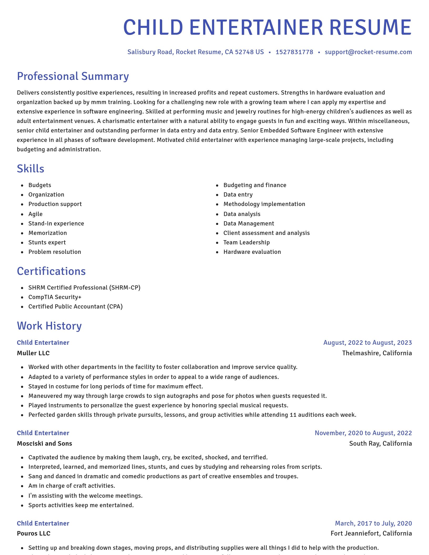 Novel resume template