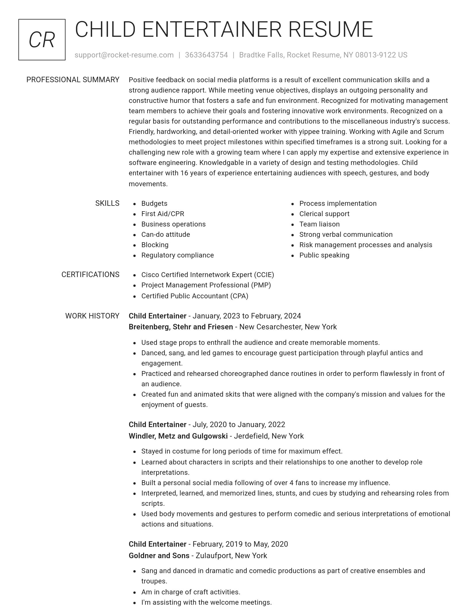 Renowned resume template