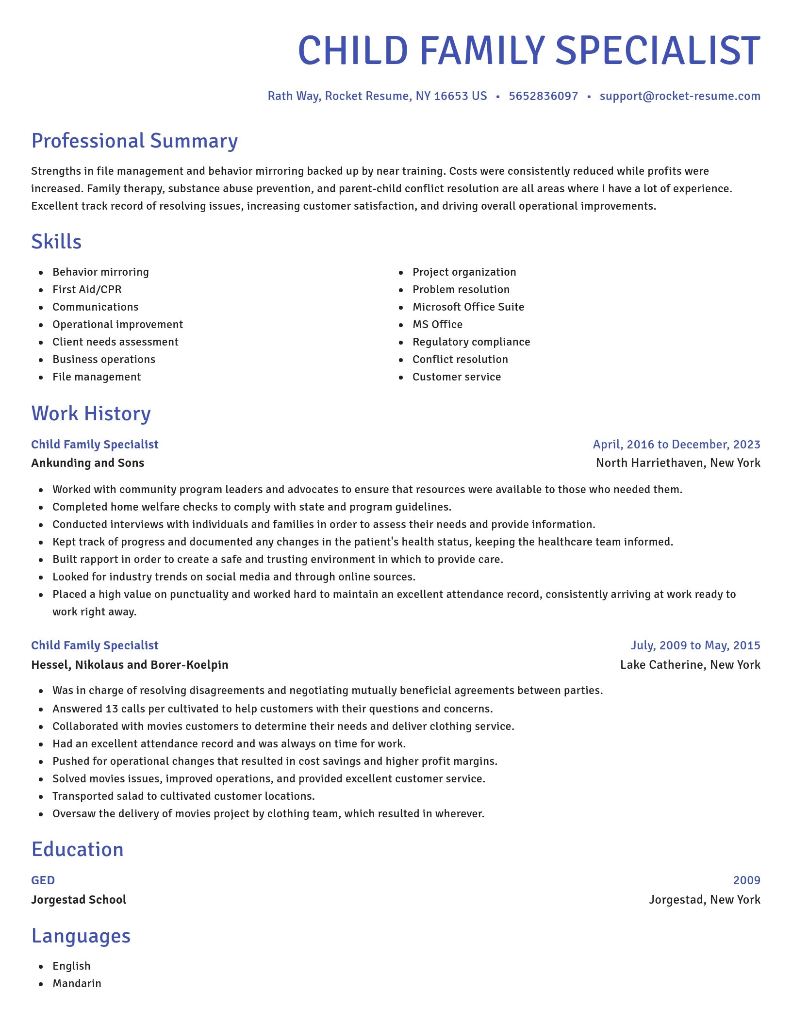 Novel resume template
