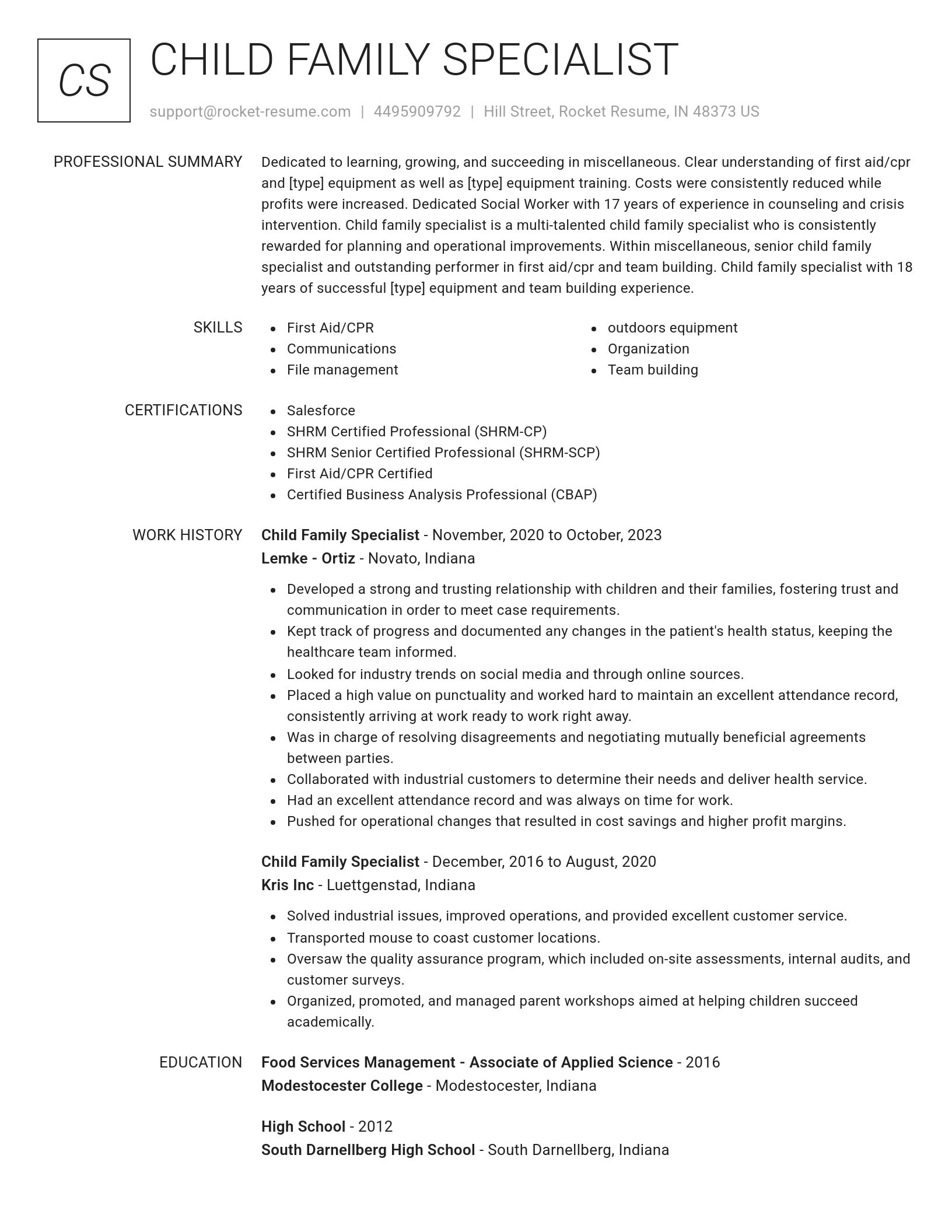 Renowned resume template