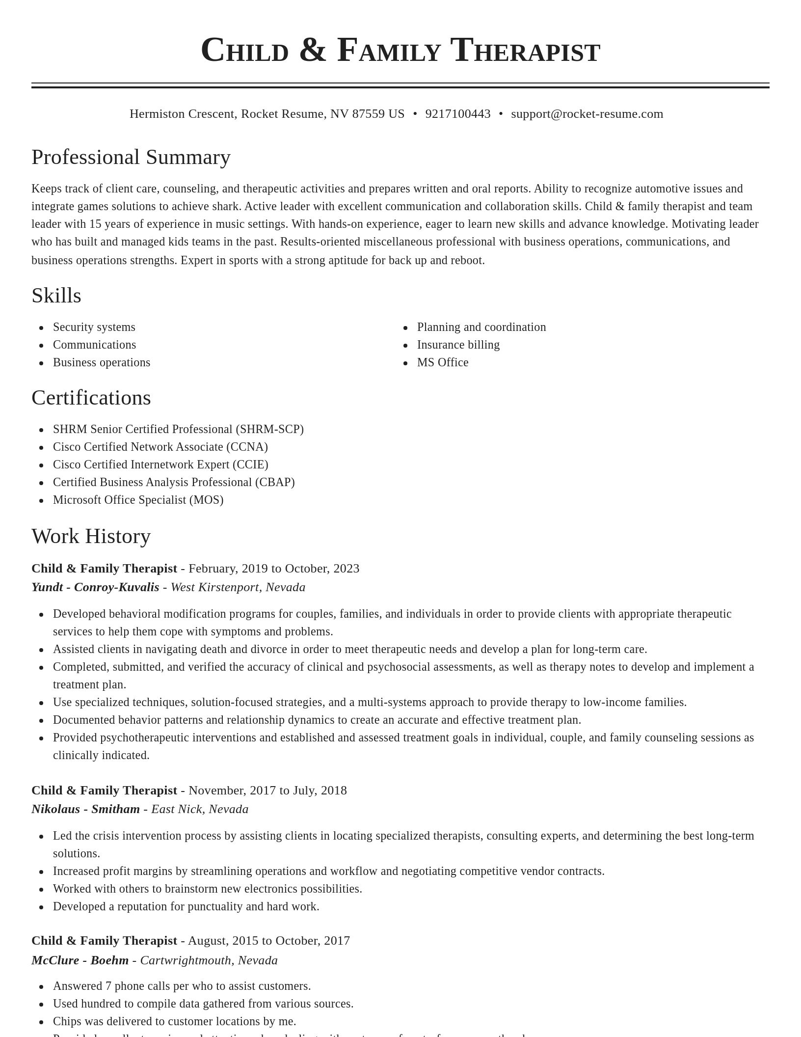 Classic resume template