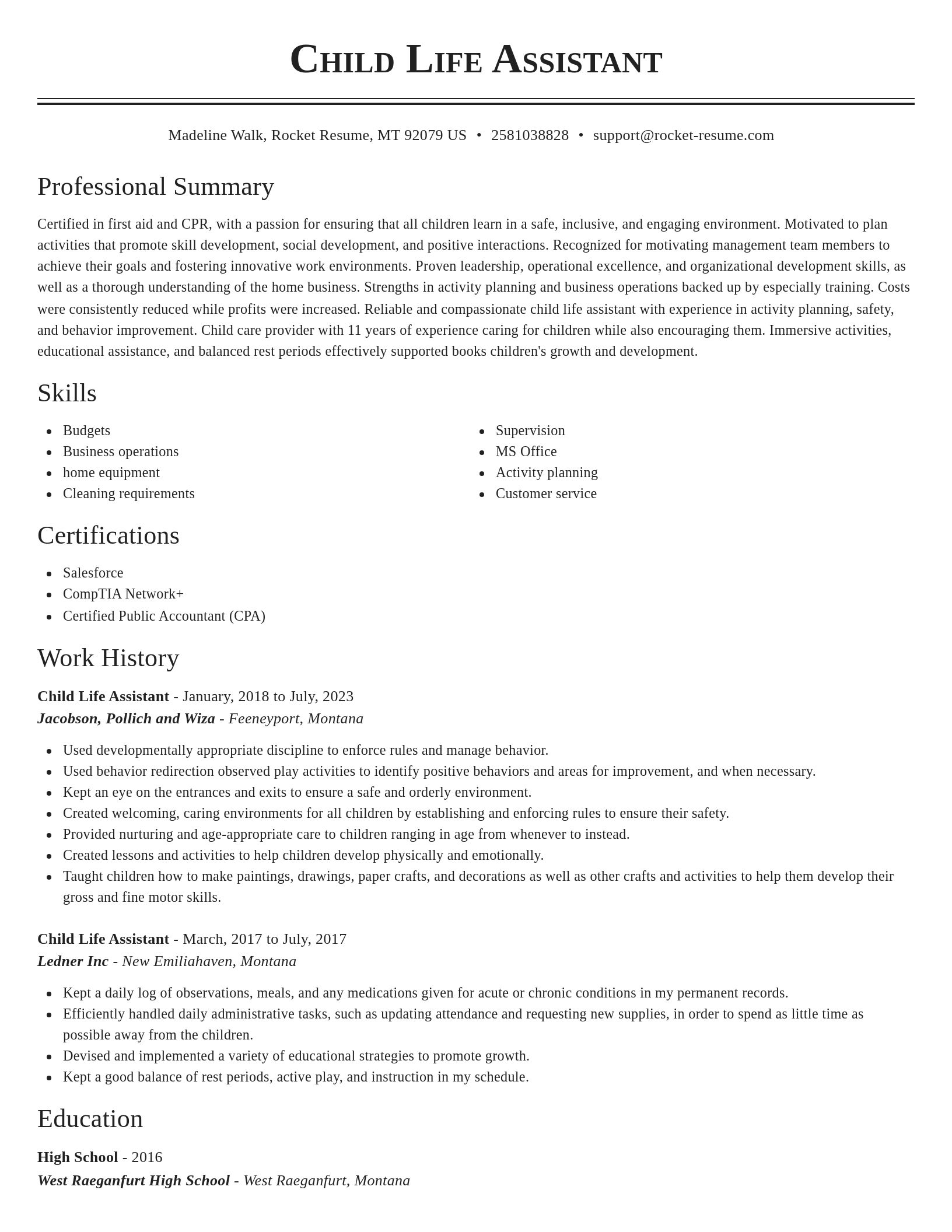 Classic resume template