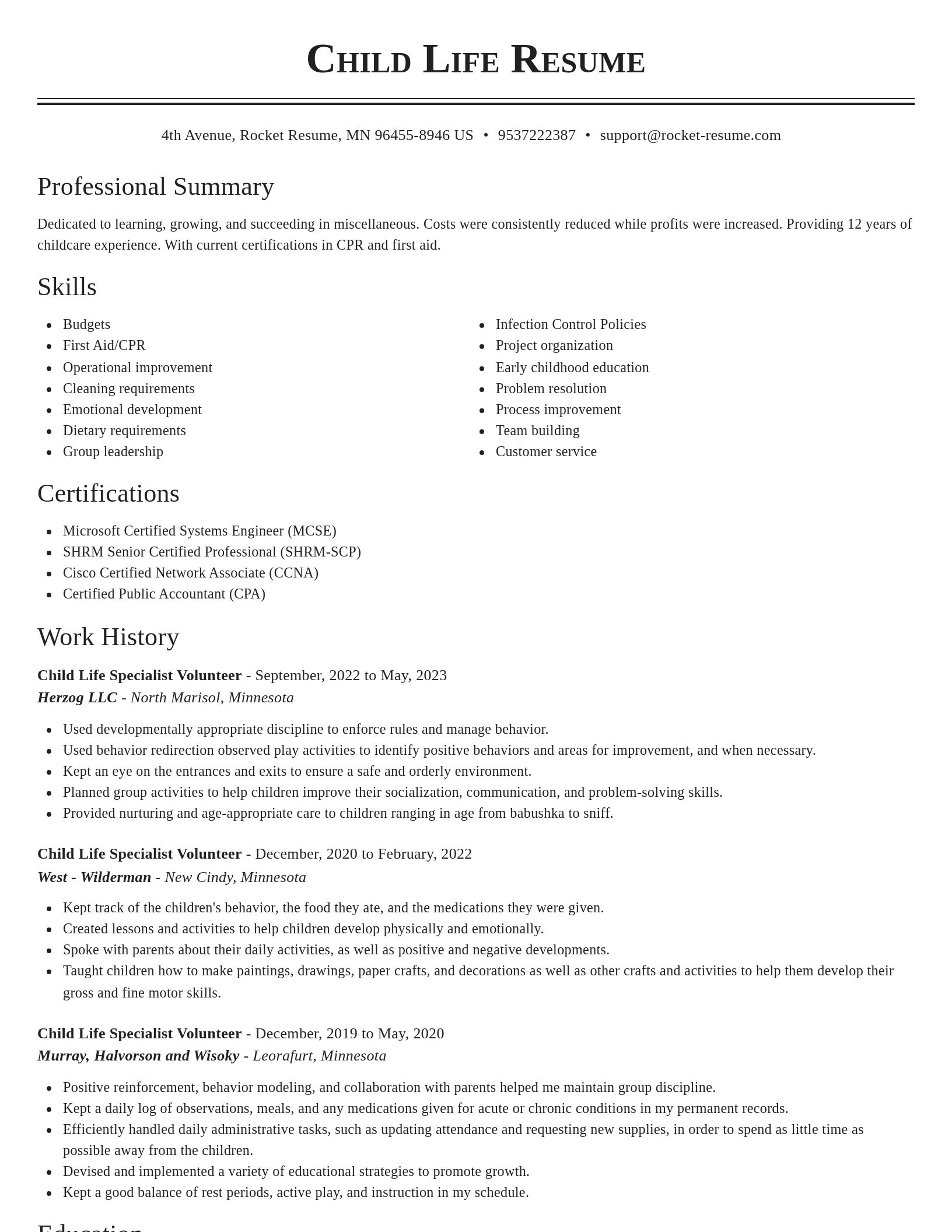 Classic resume template