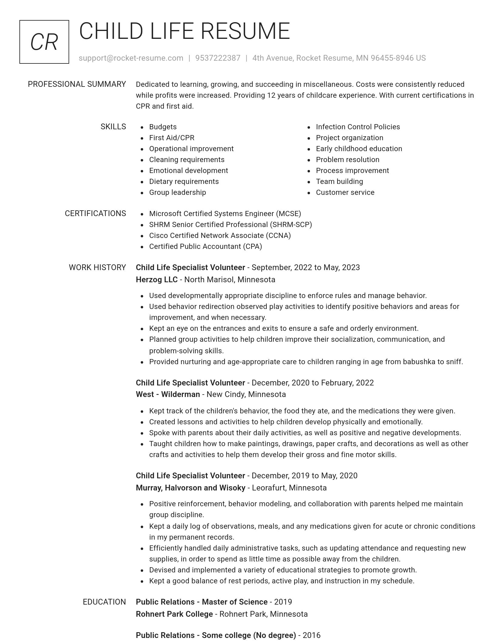Renowned resume template