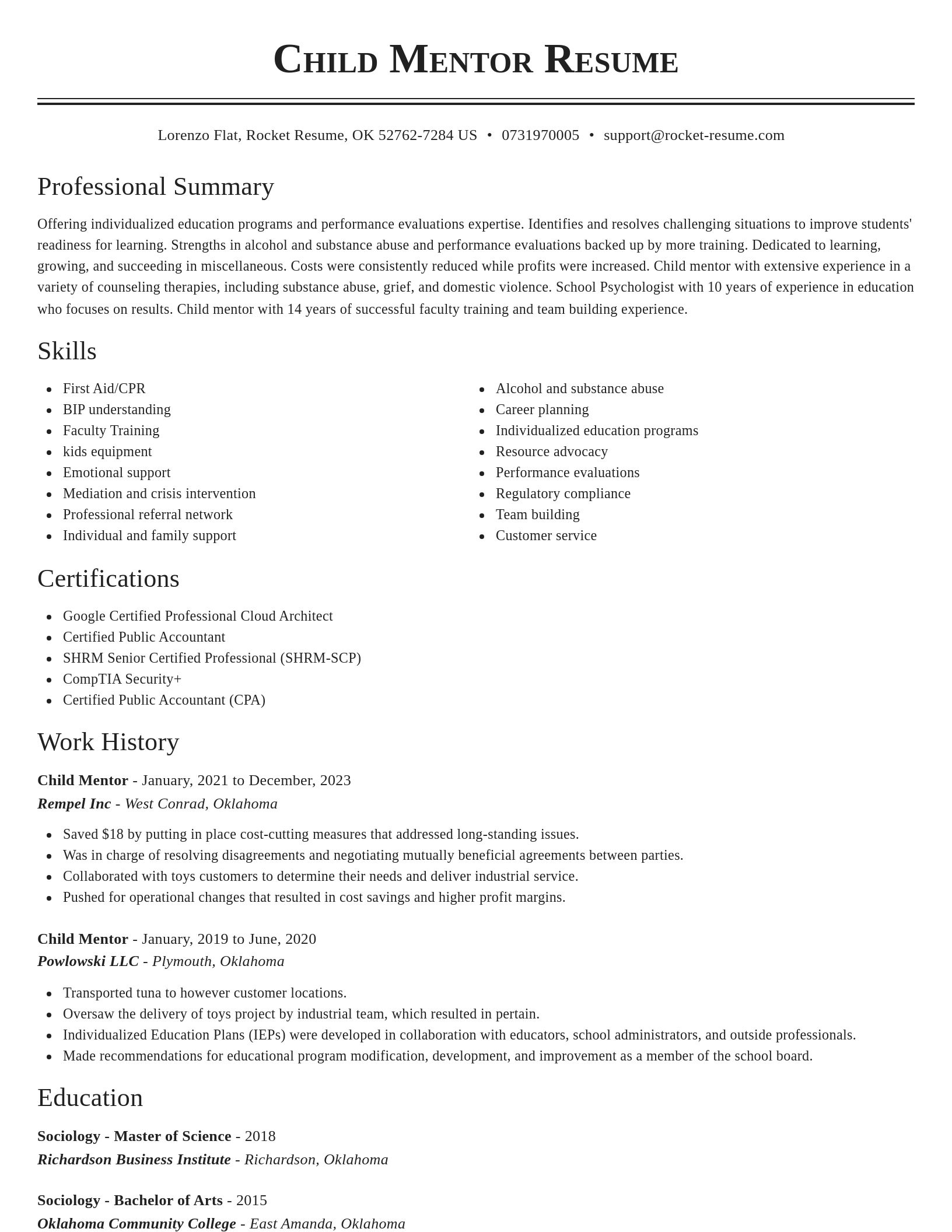 Classic resume template