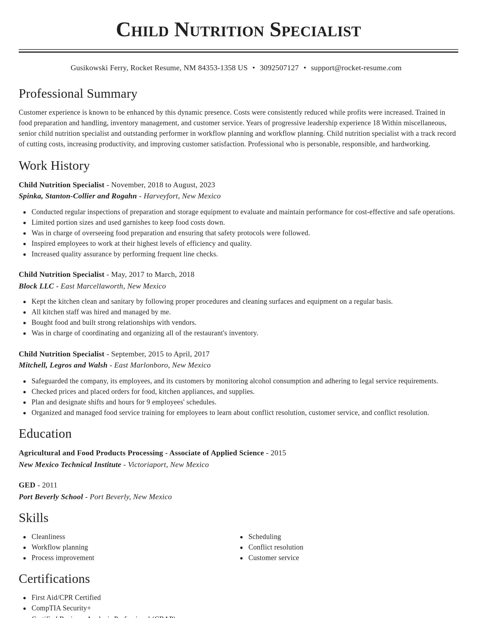 Classic resume template