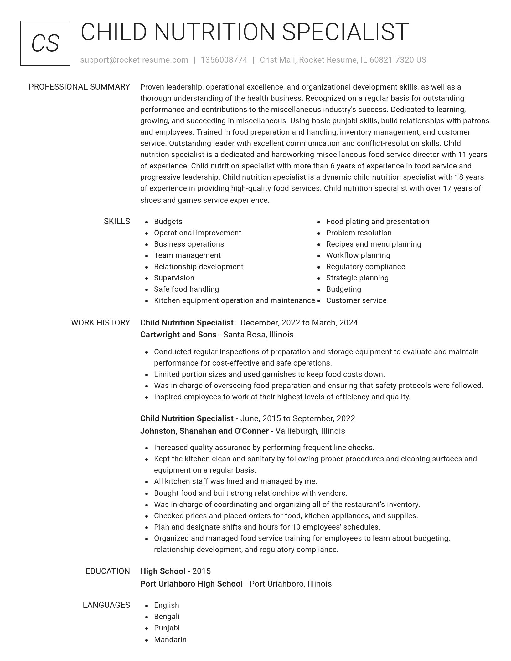 Renowned resume template
